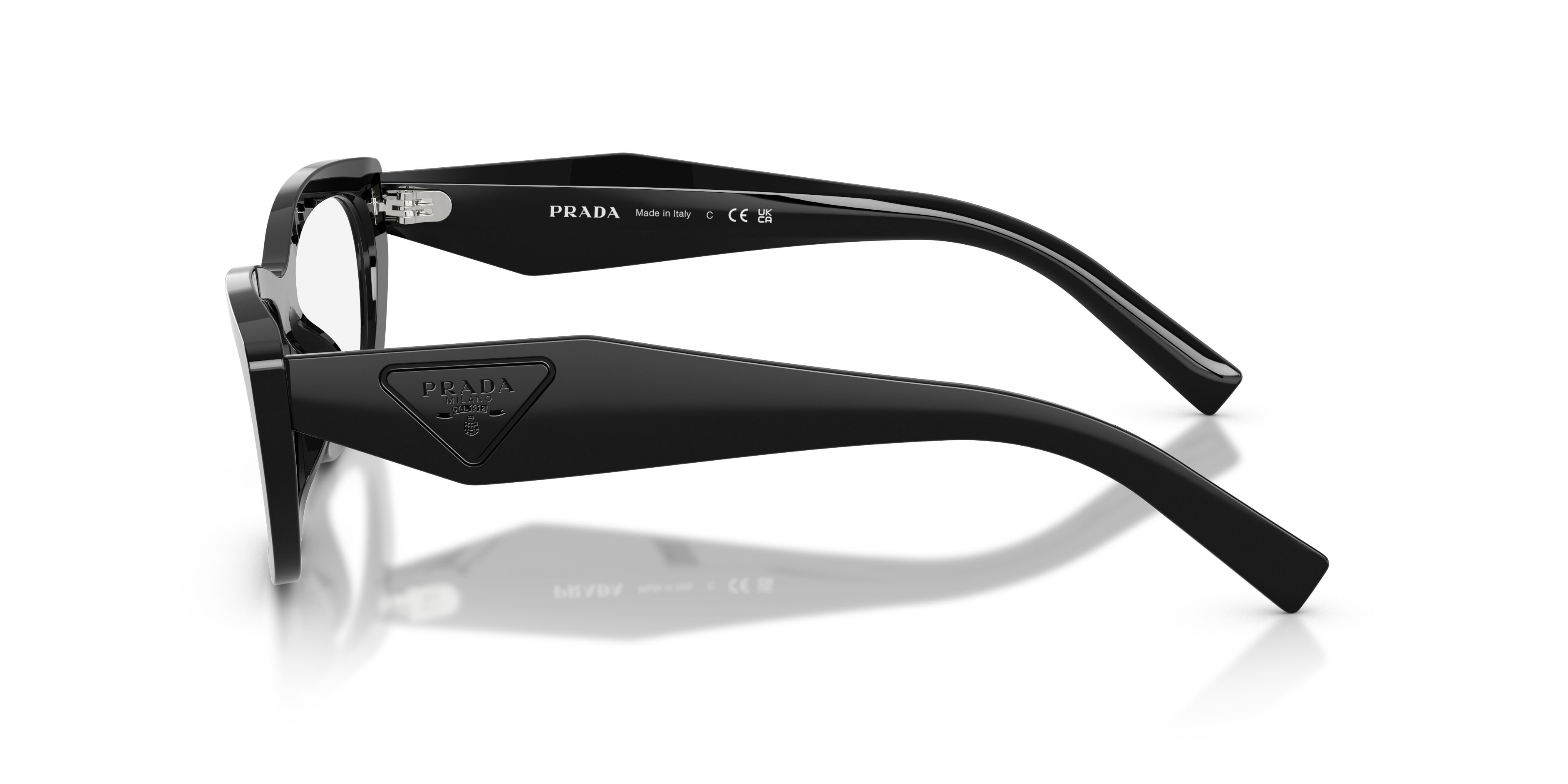 Eyeglasses Prada PR D09V (16K1O1) color nero shape irregular lenses lente demo