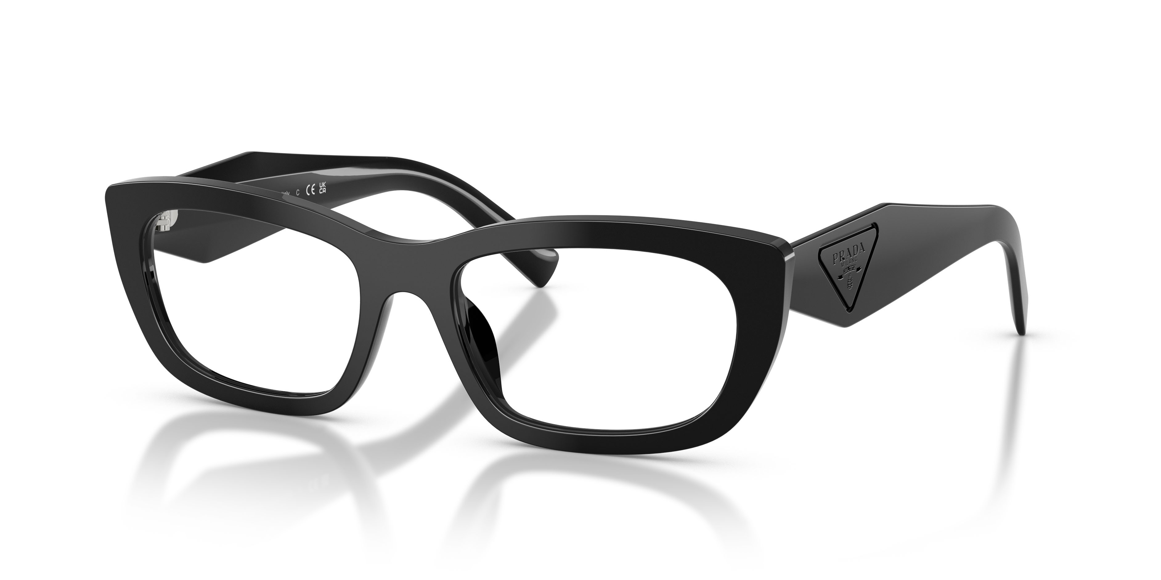 Eyeglasses Prada PR D09V (16K1O1) color nero shape irregular lenses lente demo