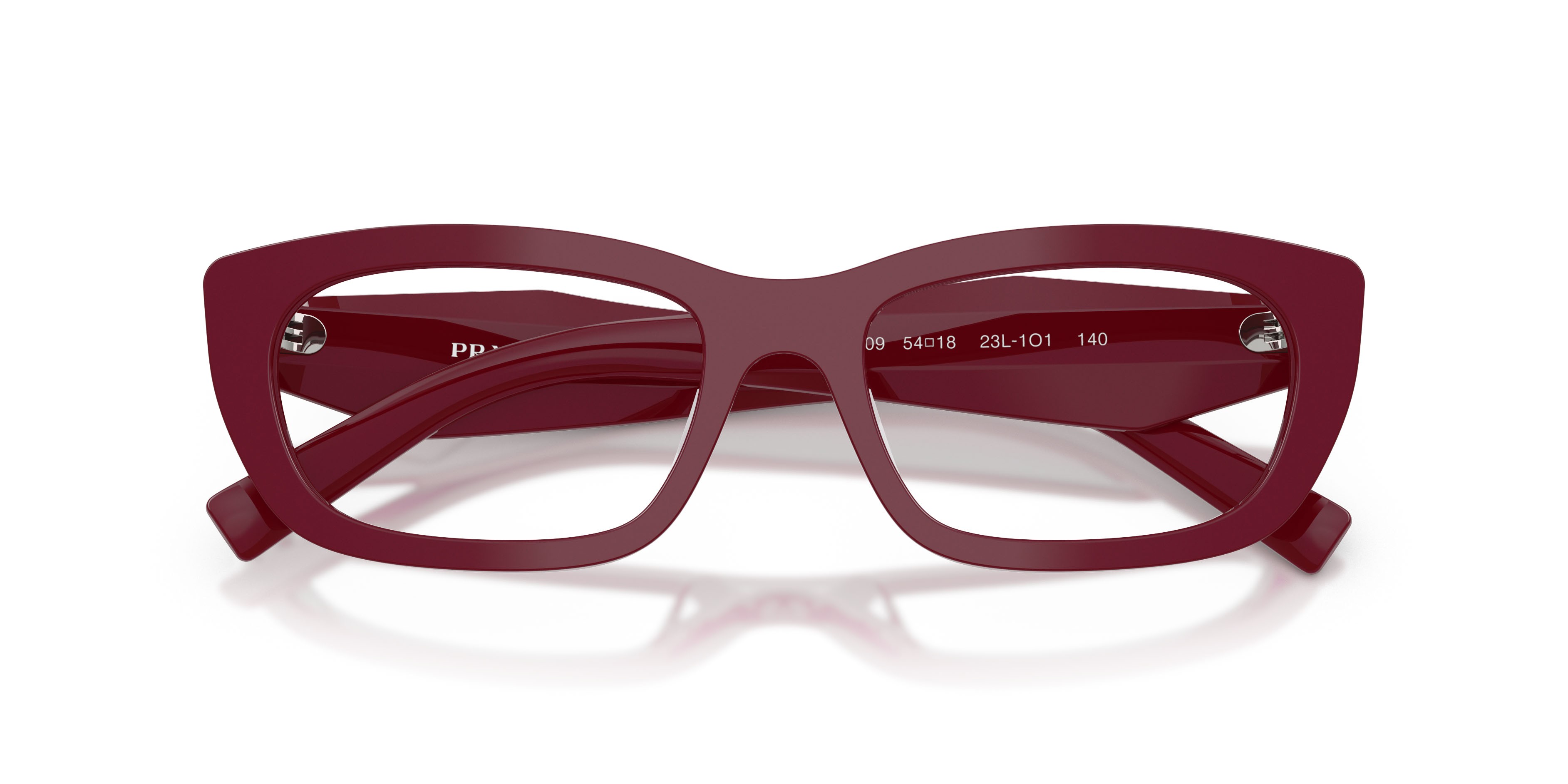 Eyeglasses Prada PR D09V (23L1O1) color brown marsala shape irregular lenses lente demo