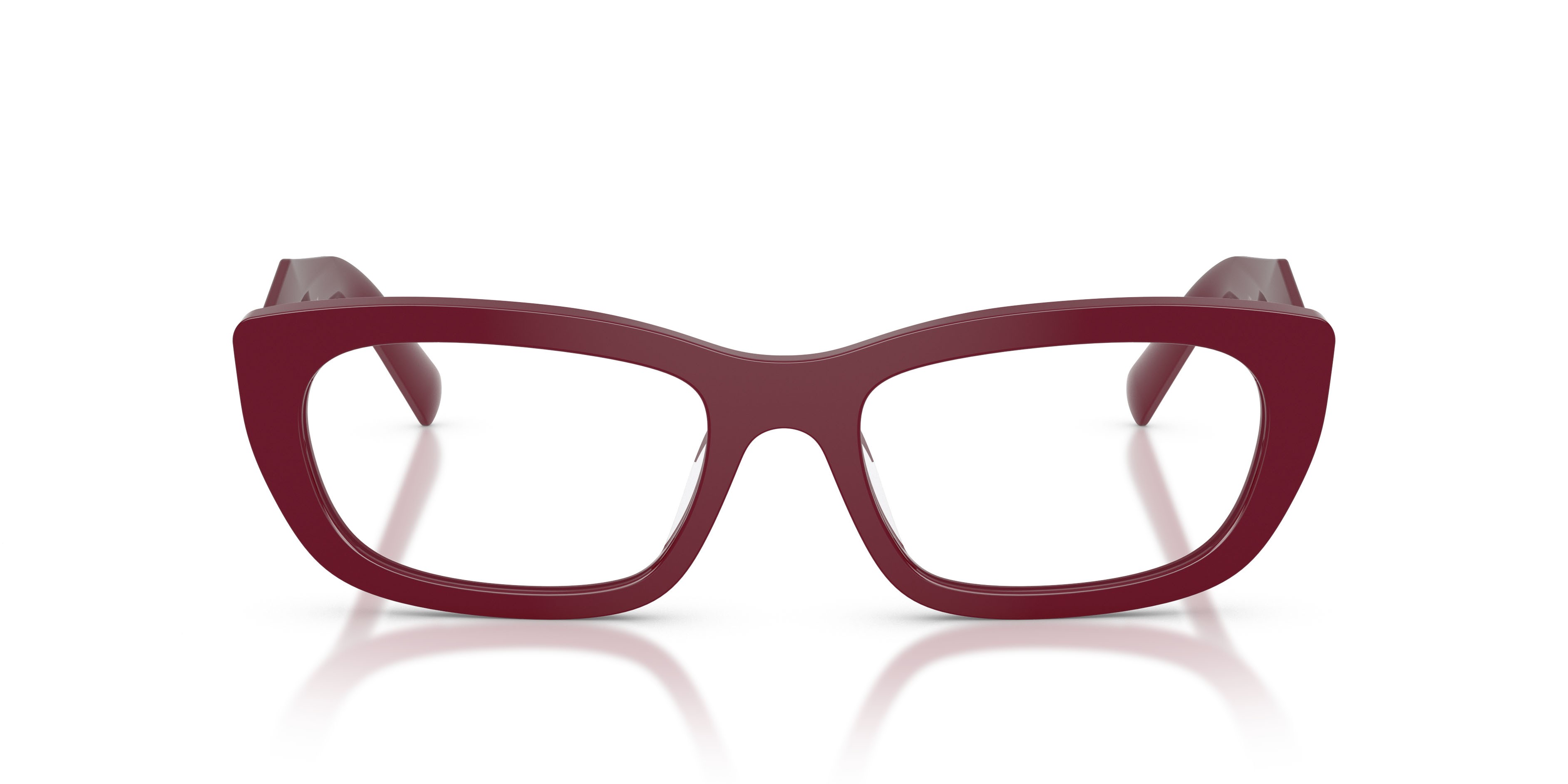 Eyeglasses Prada PR D09V (23L1O1) color brown marsala shape irregular lenses lente demo
