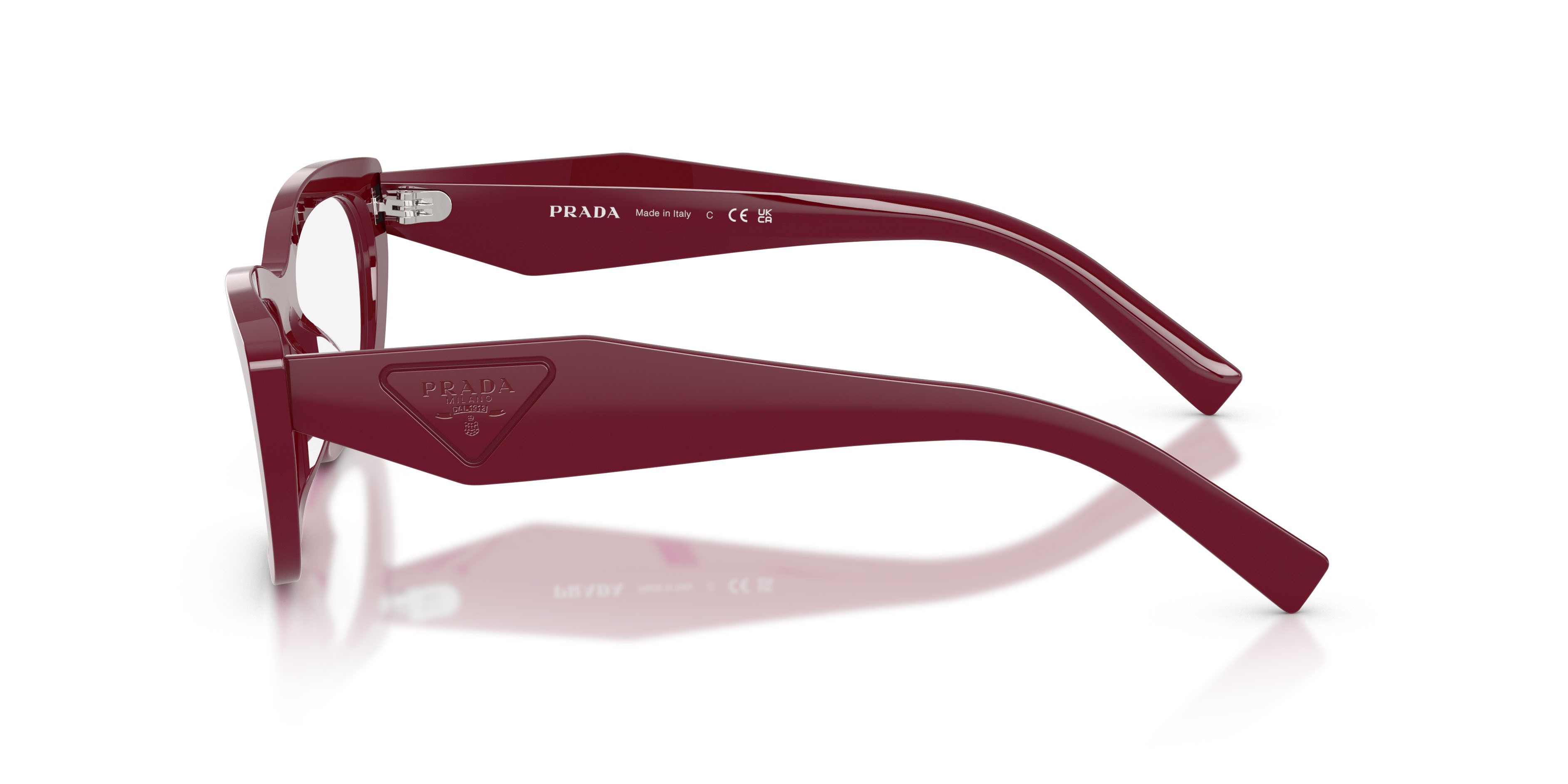 Eyeglasses Prada PR D09V (23L1O1) color brown marsala shape irregular lenses lente demo