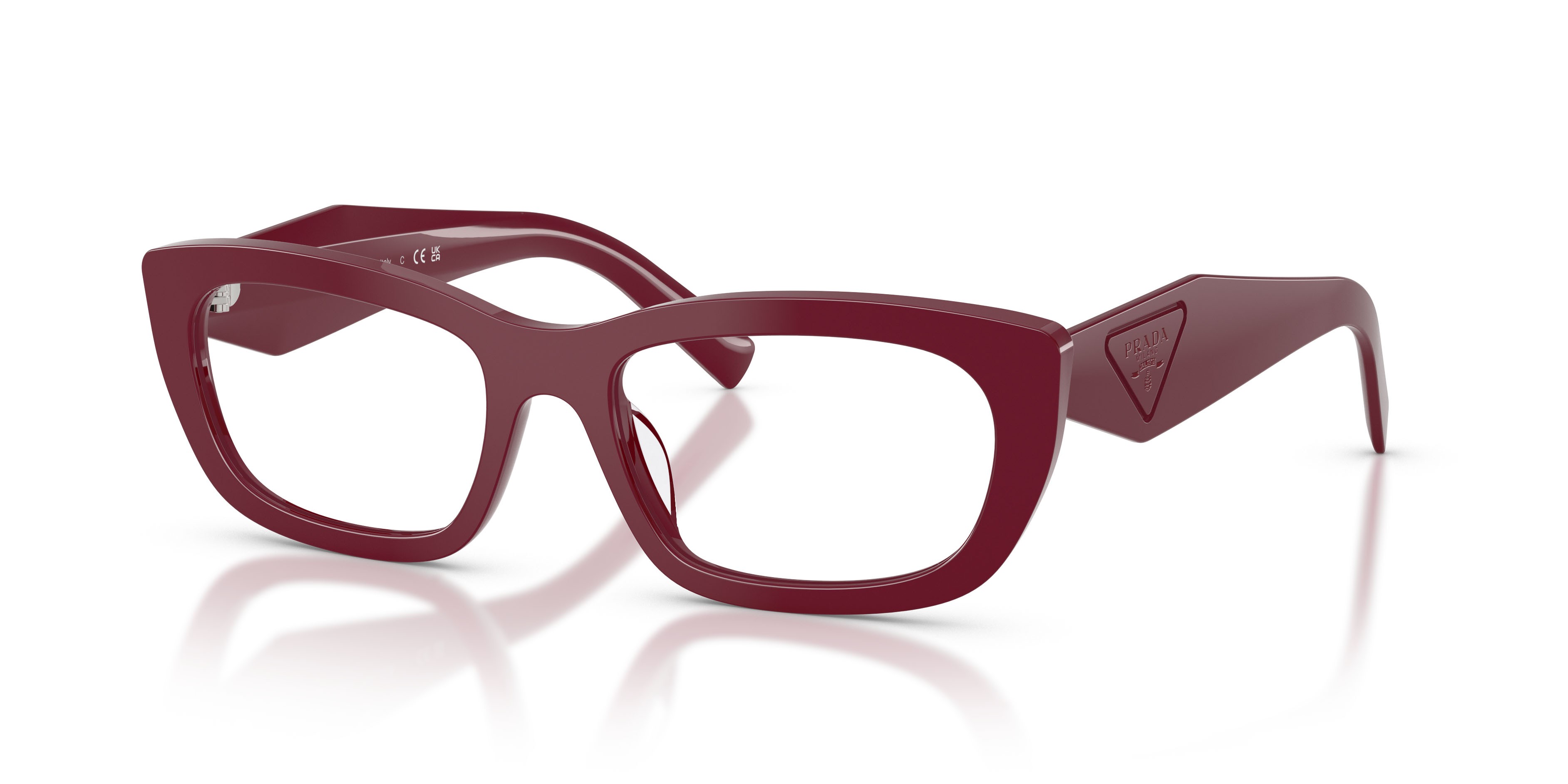 Eyeglasses Prada PR D09V (23L1O1) color brown marsala shape irregular lenses lente demo