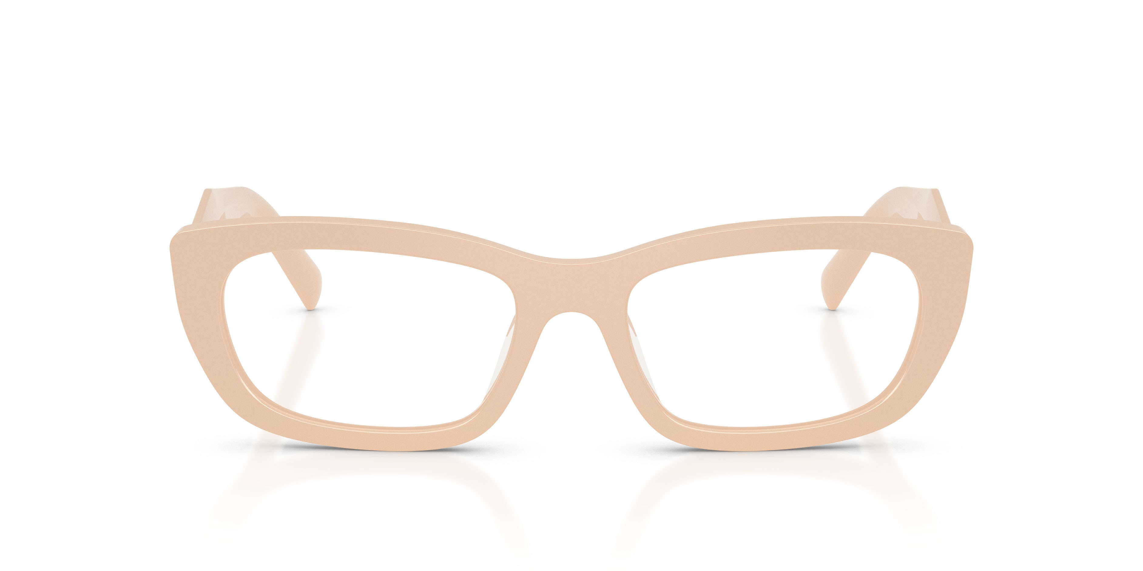 Eyeglasses Prada PR D09V (25B1O1) color beige polvere shape irregular lenses lente demo