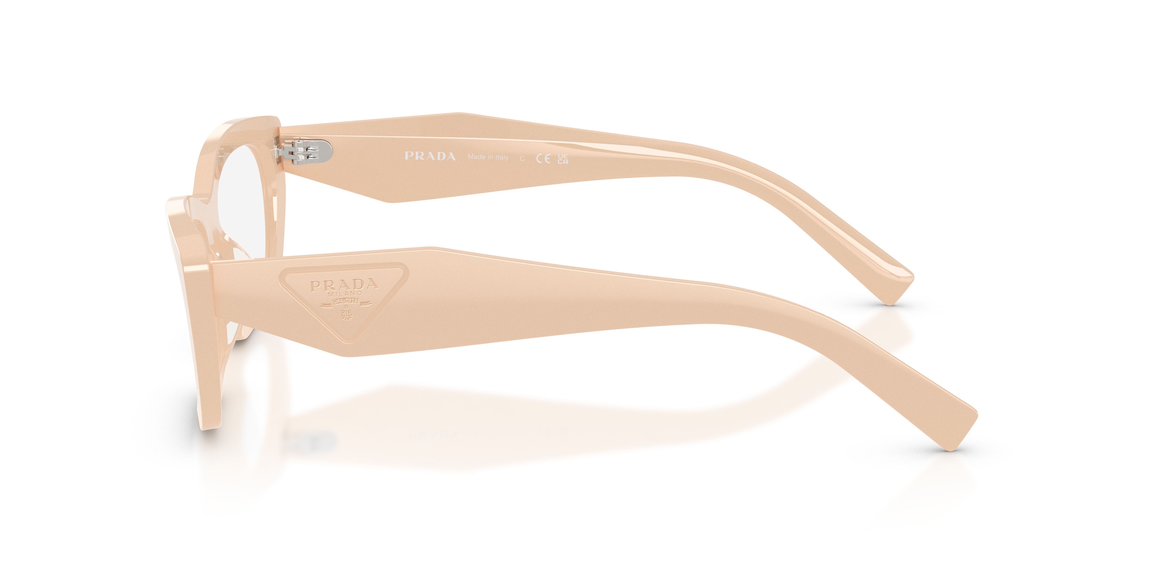 Eyeglasses Prada PR D09V (25B1O1) color beige polvere shape irregular lenses lente demo