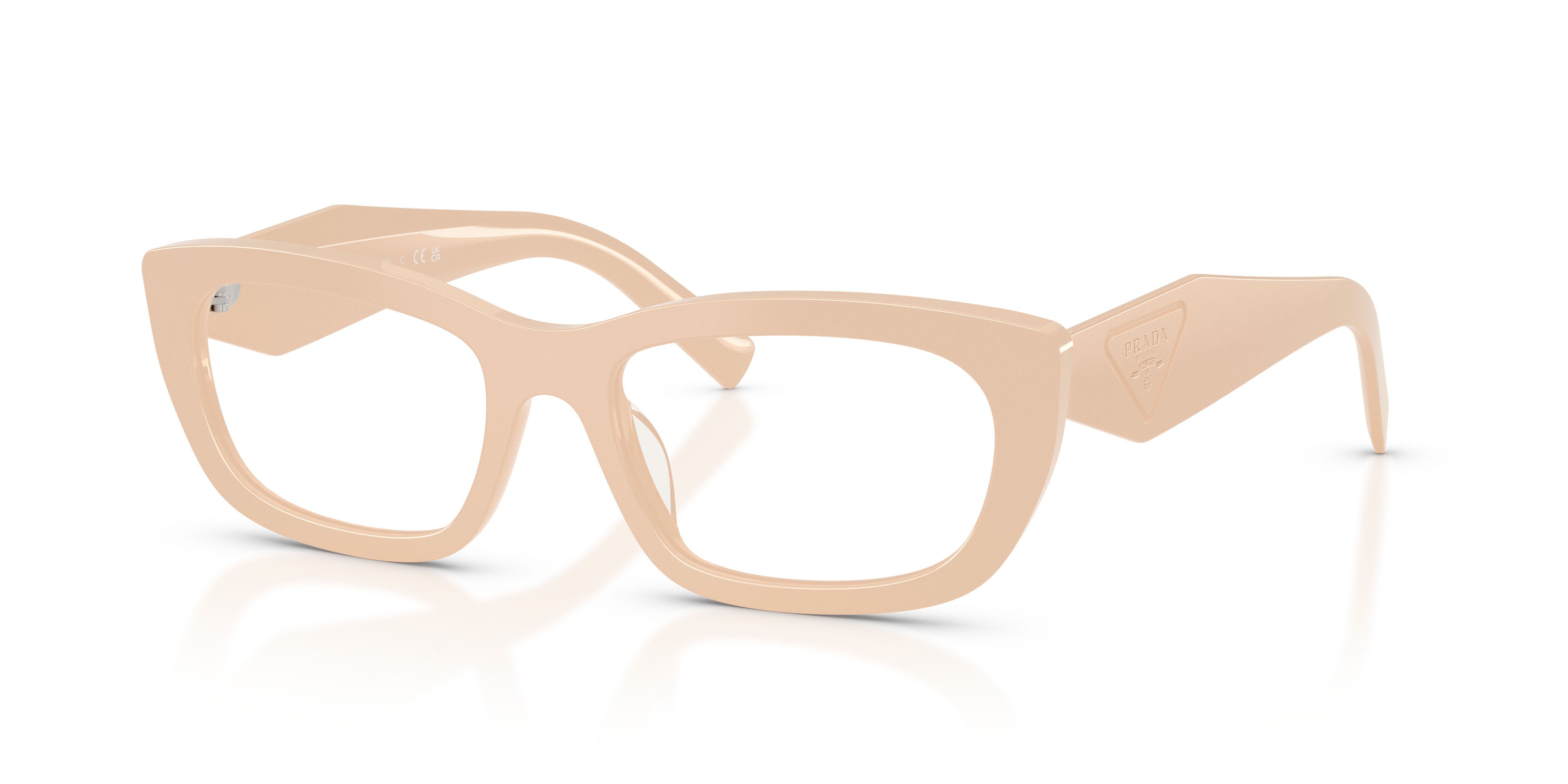 Eyeglasses Prada PR D09V (25B1O1) color beige polvere shape irregular lenses lente demo