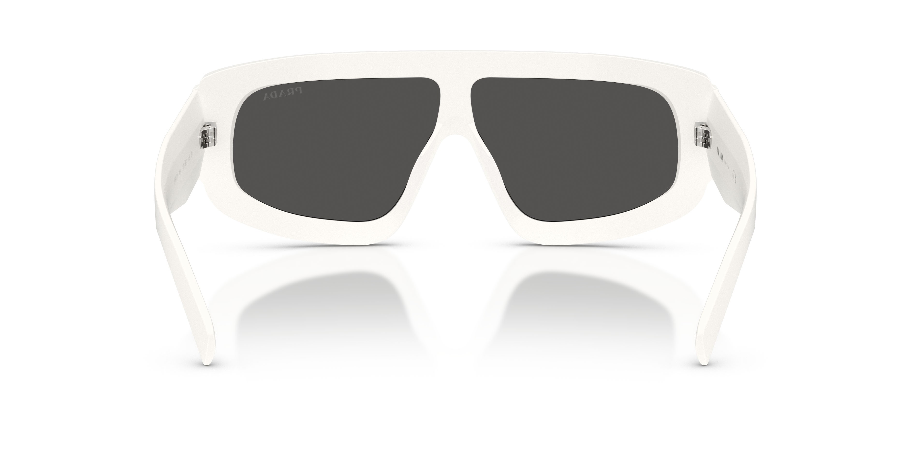 Occhiali da sole Prada PR D10S (17K08Z) colore bianco talco forma irregolare lenti grigio scuro