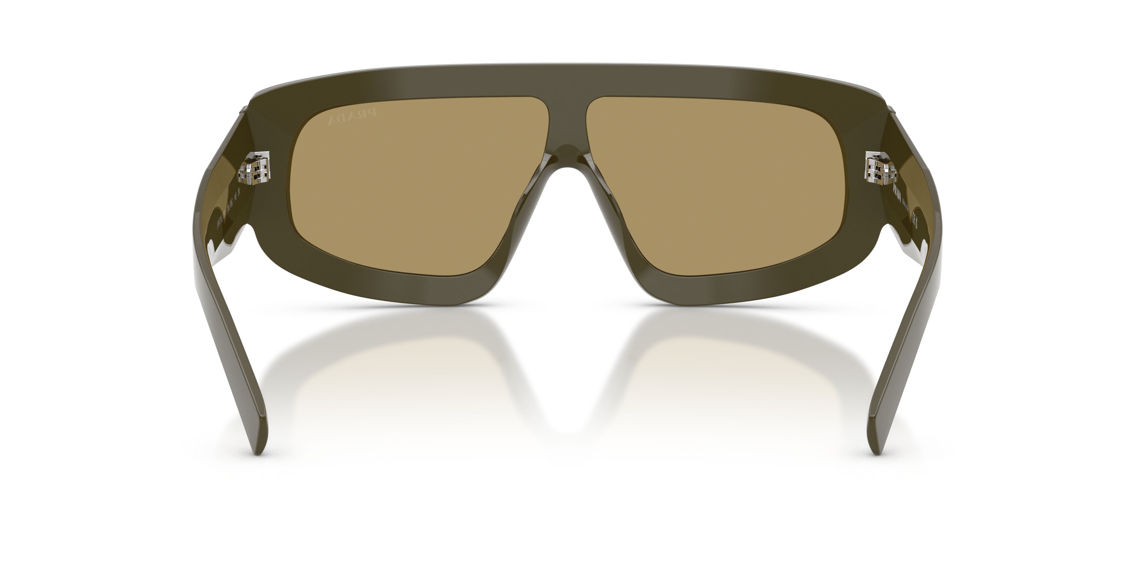 Occhiali da sole Prada PR D10S (26J70G) colore laurel forma irregolare lenti verde oliva