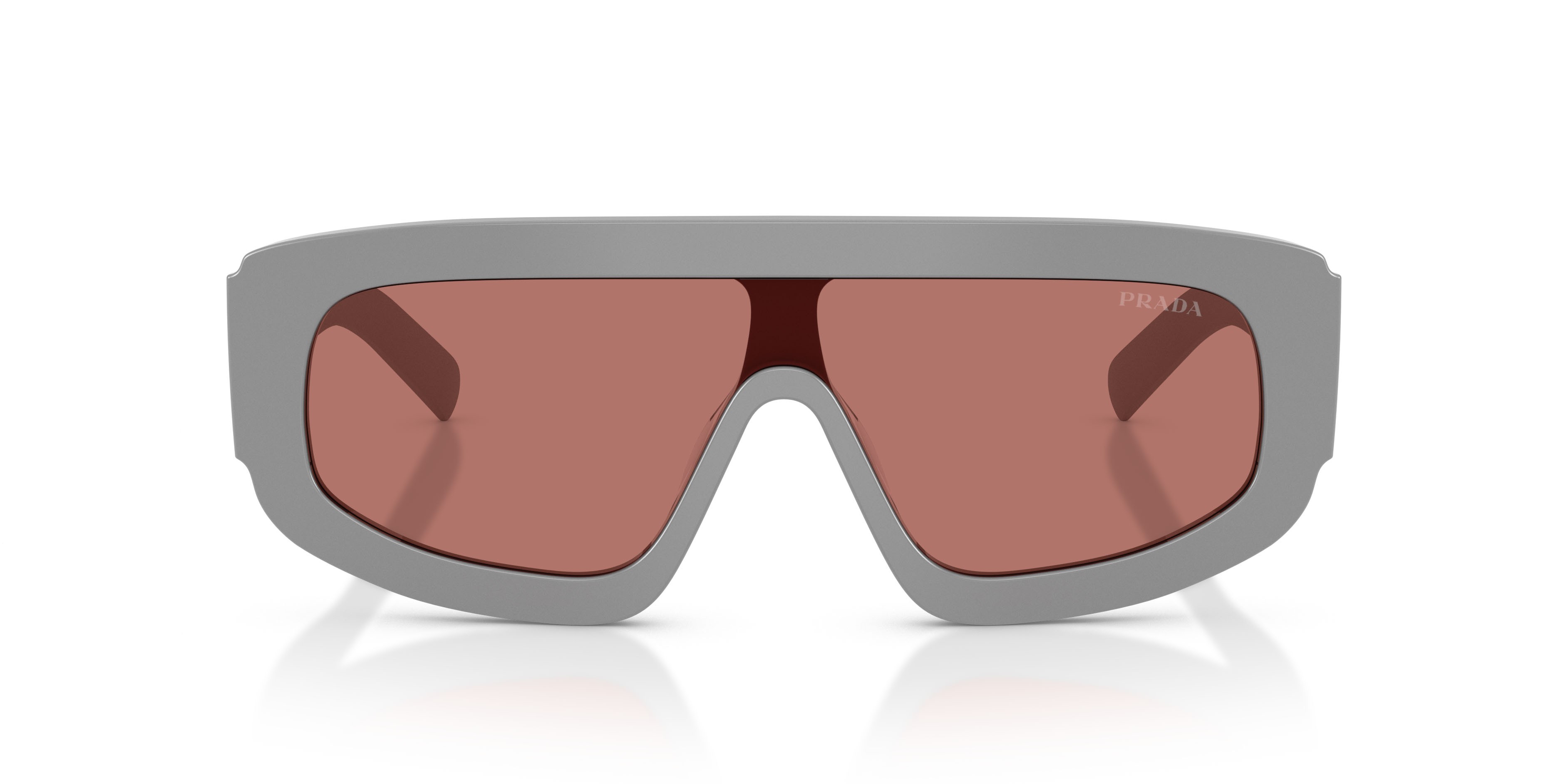 Occhiali da sole Prada PR D10S (29J80W) colore cemento forma irregolare lenti bordeaux