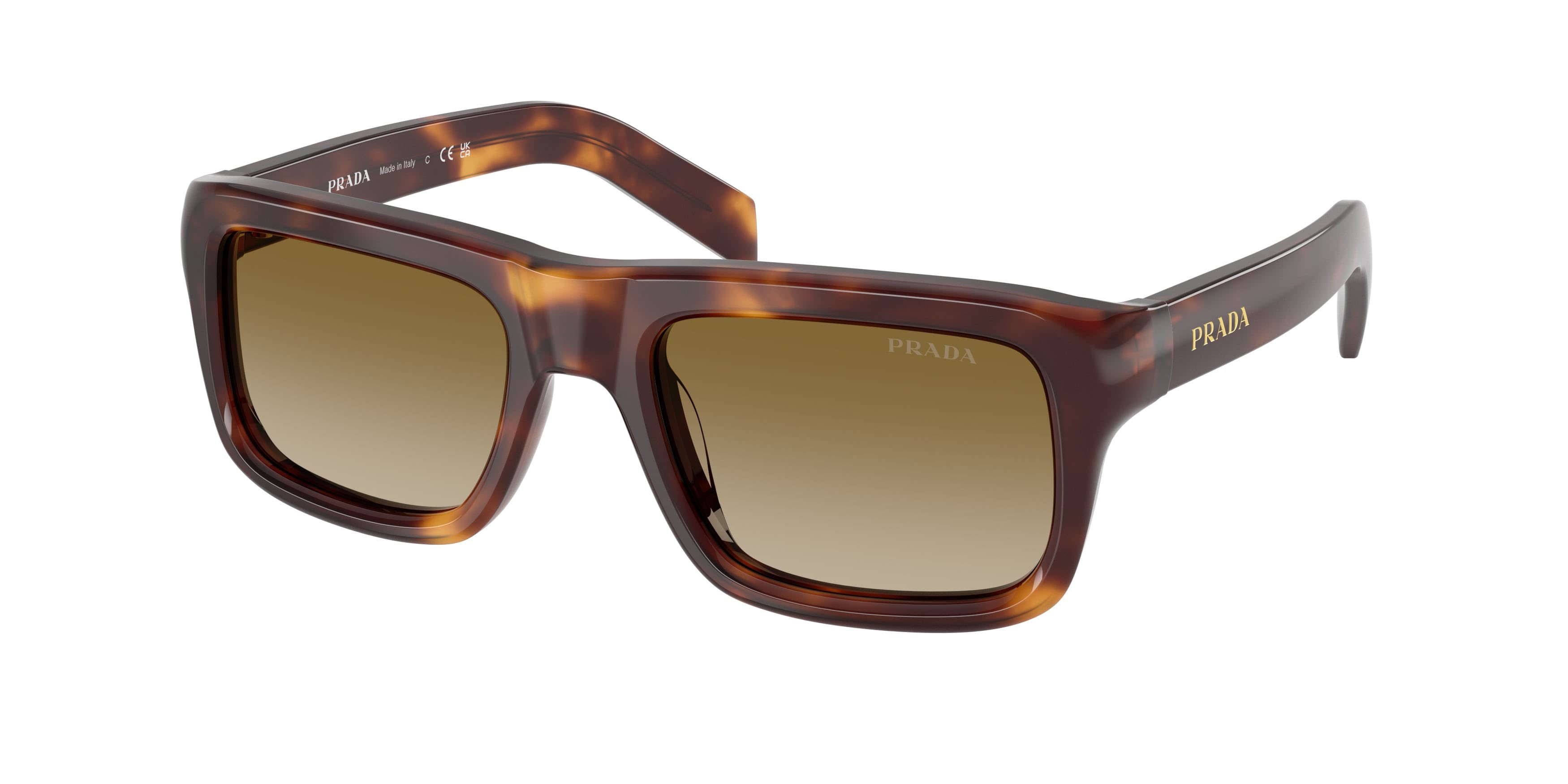 Sunglasses Prada PR D11S (15W20U) color tartarugato classico shape rectangle lenses marrone sfumato