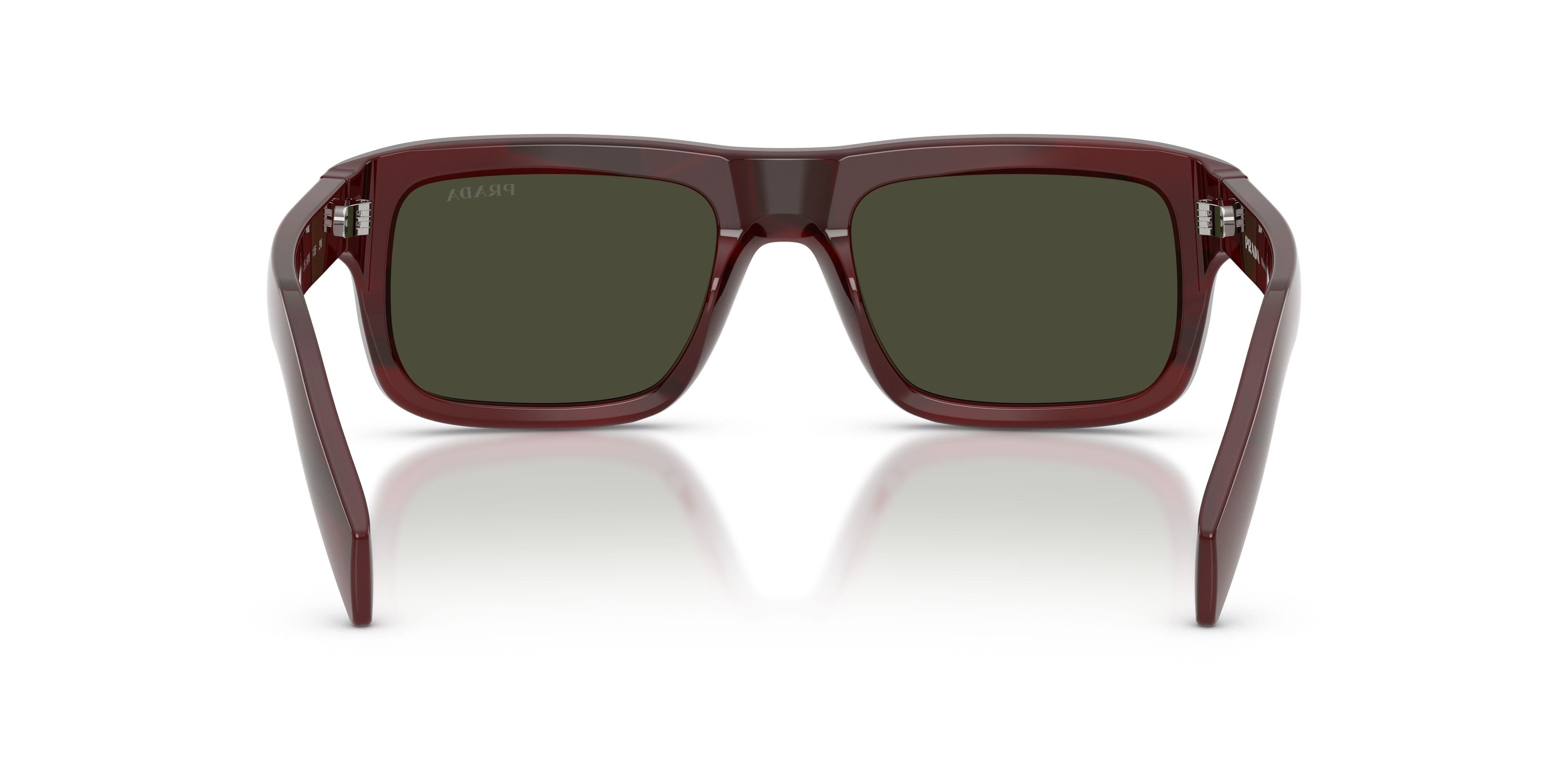 Occhiali da sole Prada PR D11S (25J50X) colore melograno tartarugato forma rettangolare lenti verde scuro