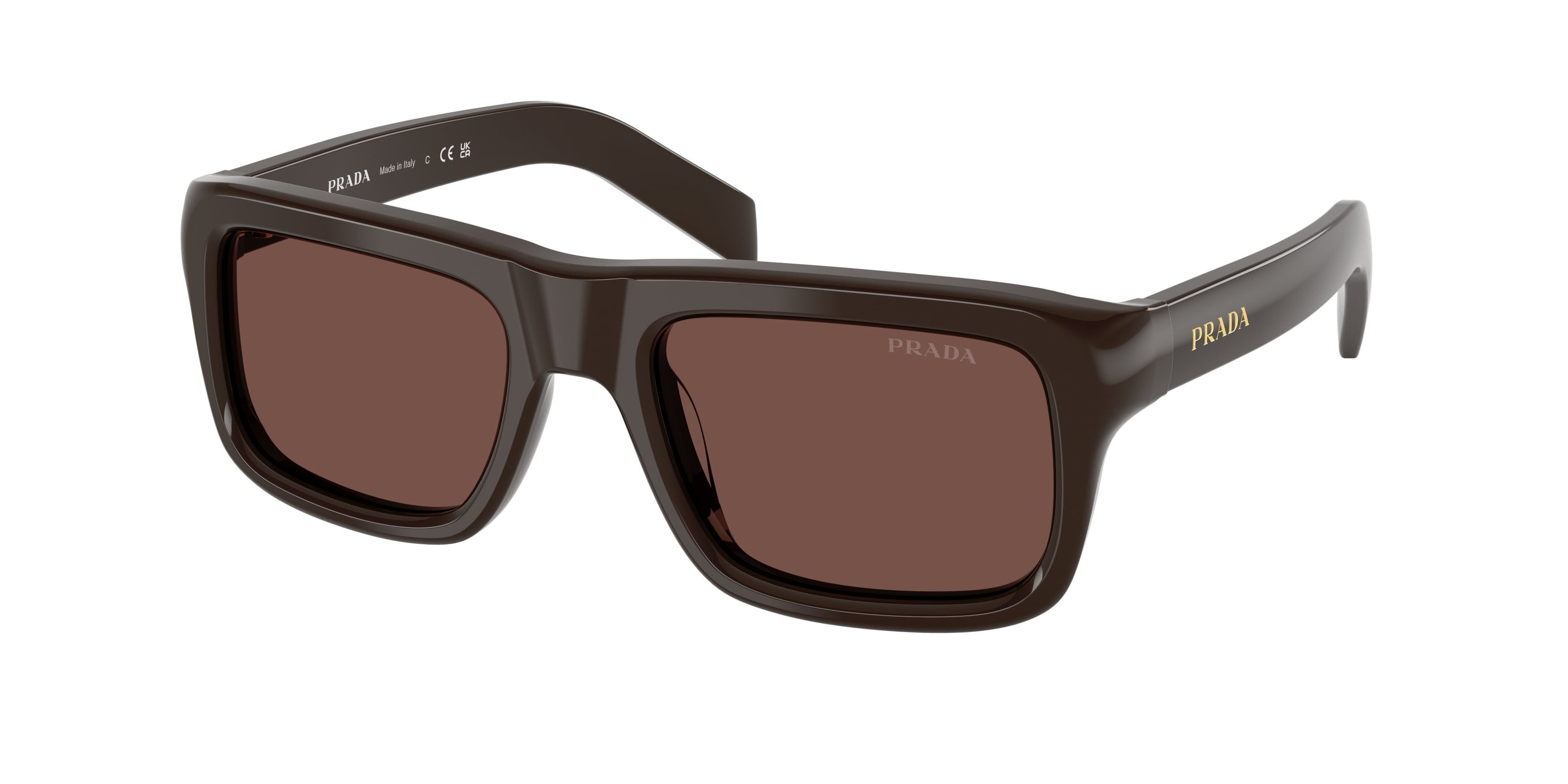 Sunglasses Prada PR D11S (27I90W) color cigar shape rectangle lenses cioccolato nero