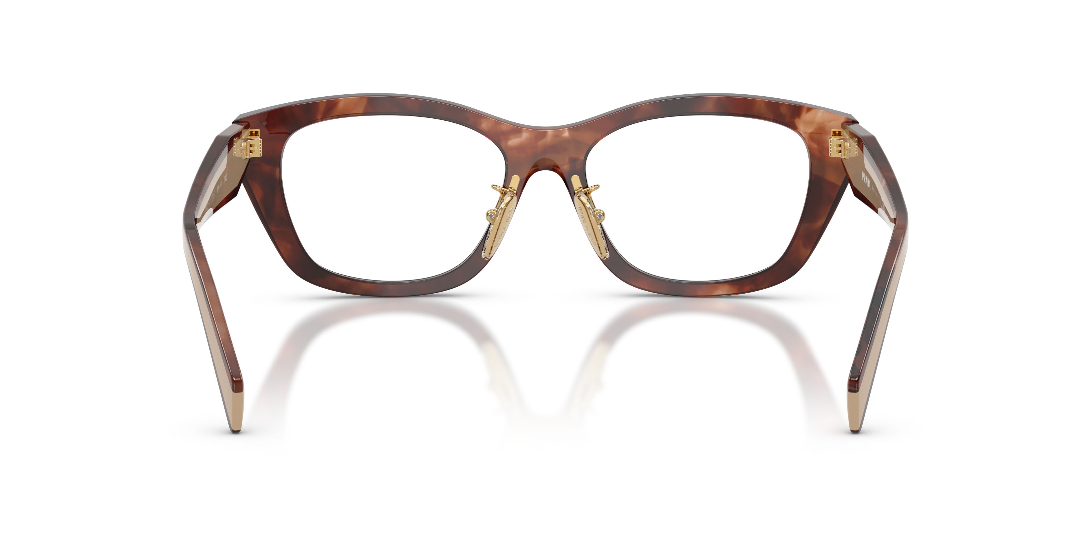 Eyeglasses Prada PR D11VD (00K1O1) color havana caramello shape irregular lenses lente demo