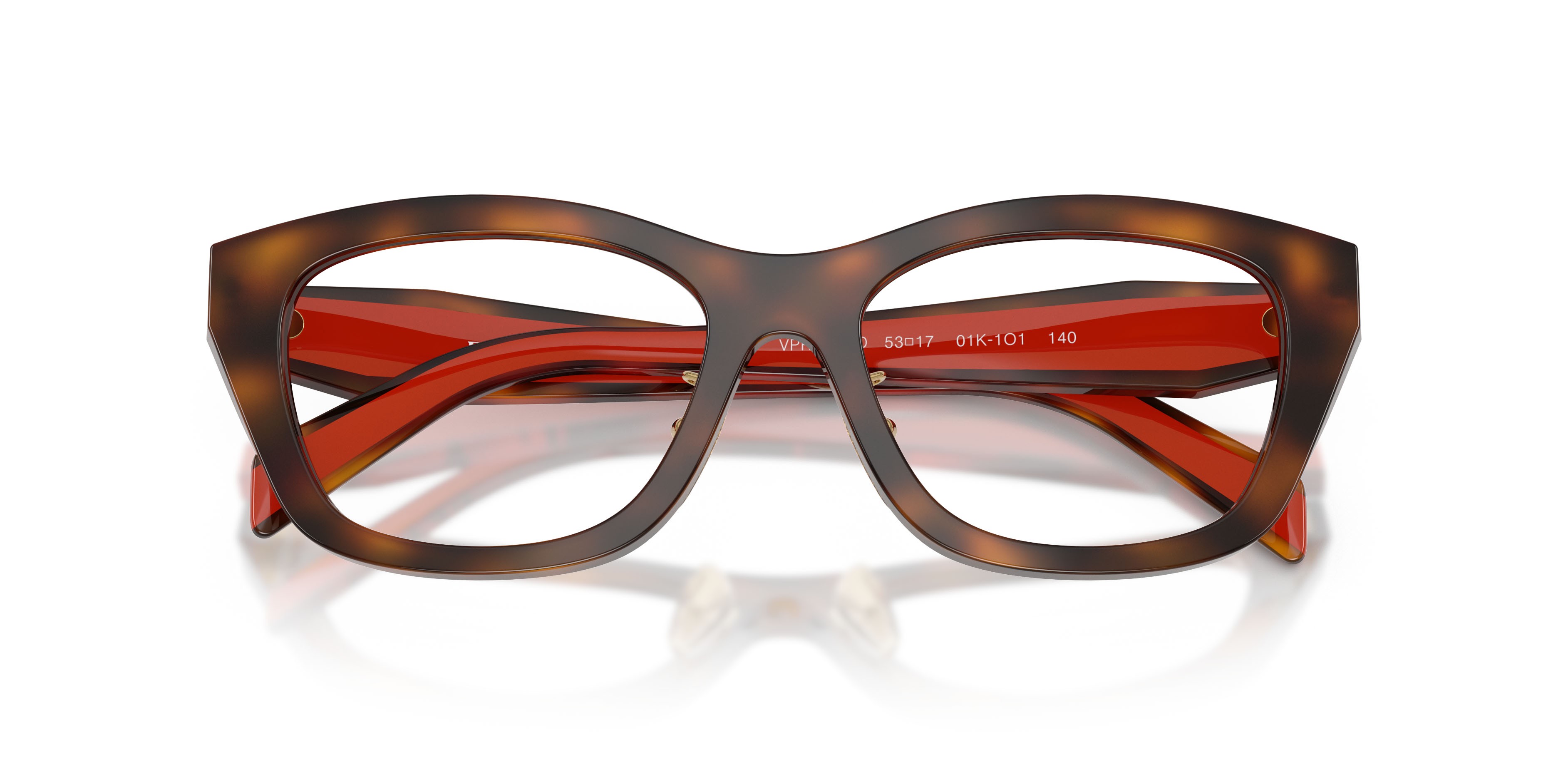 Eyeglasses Prada PR D11VD (01K1O1) color havana juniper shape irregular lenses lente demo