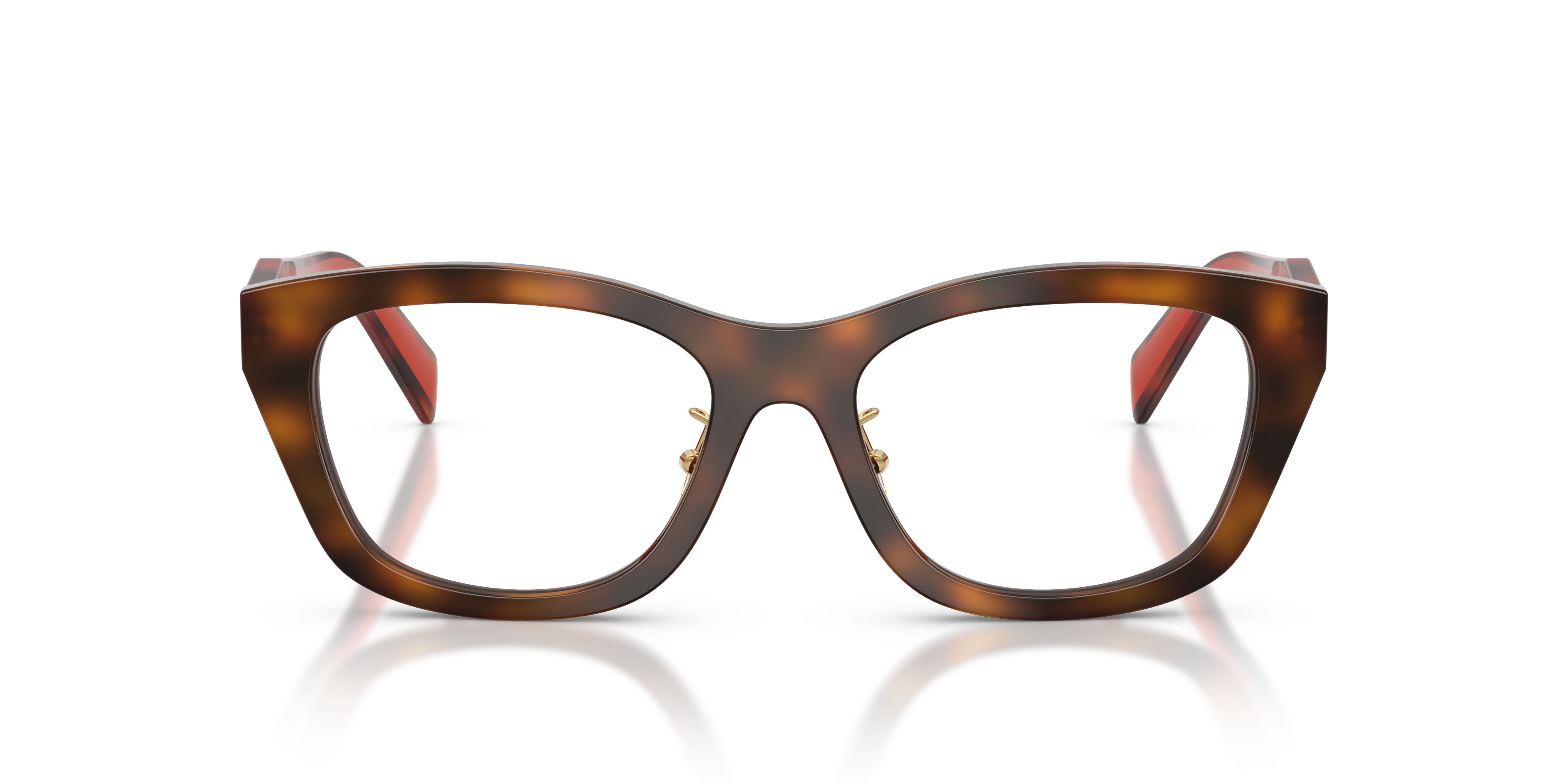 Eyeglasses Prada PR D11VD (01K1O1) color havana juniper shape irregular lenses lente demo