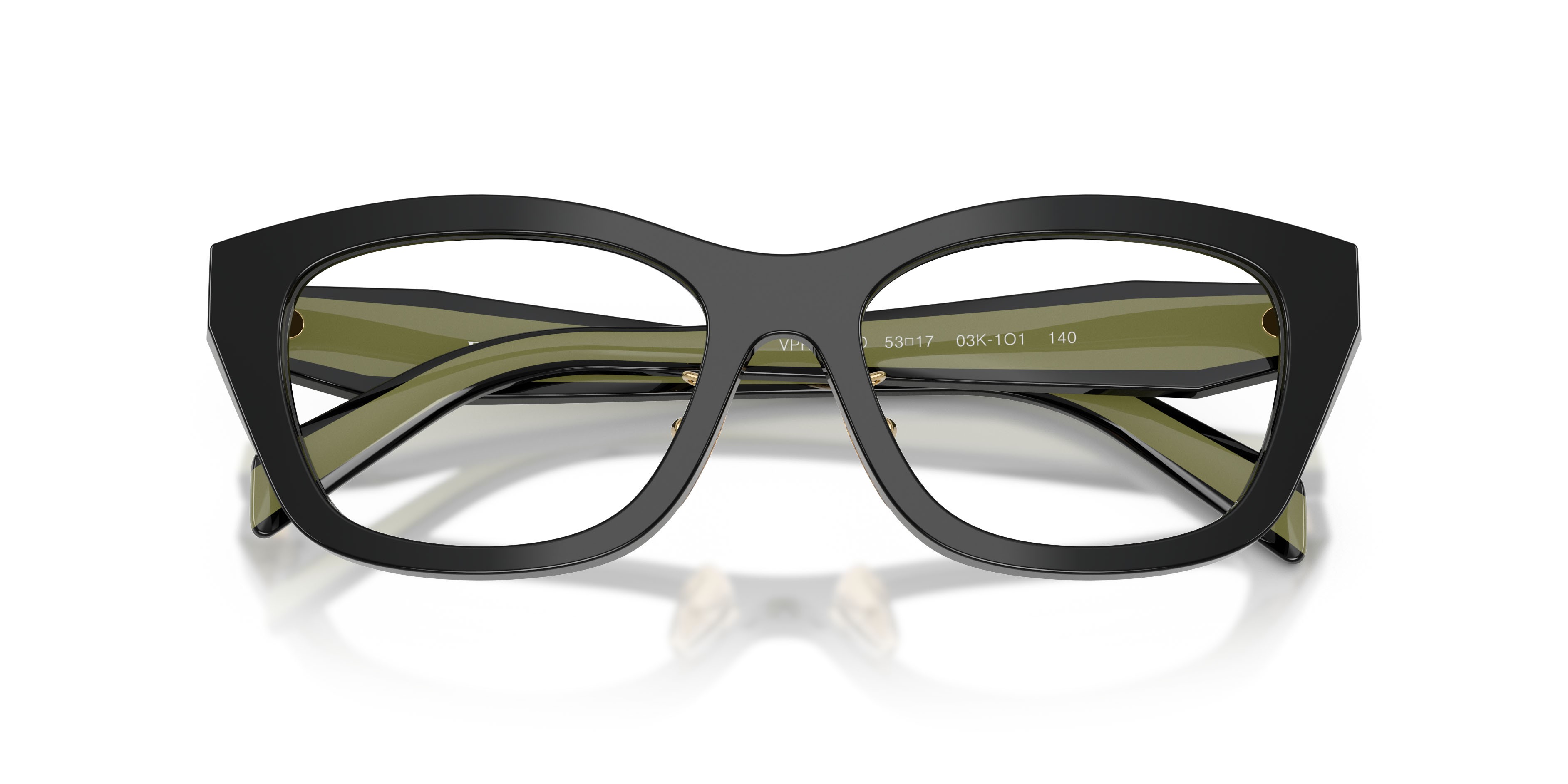 Eyeglasses Prada PR D11VD (03K1O1) color nero shape irregular lenses lente demo