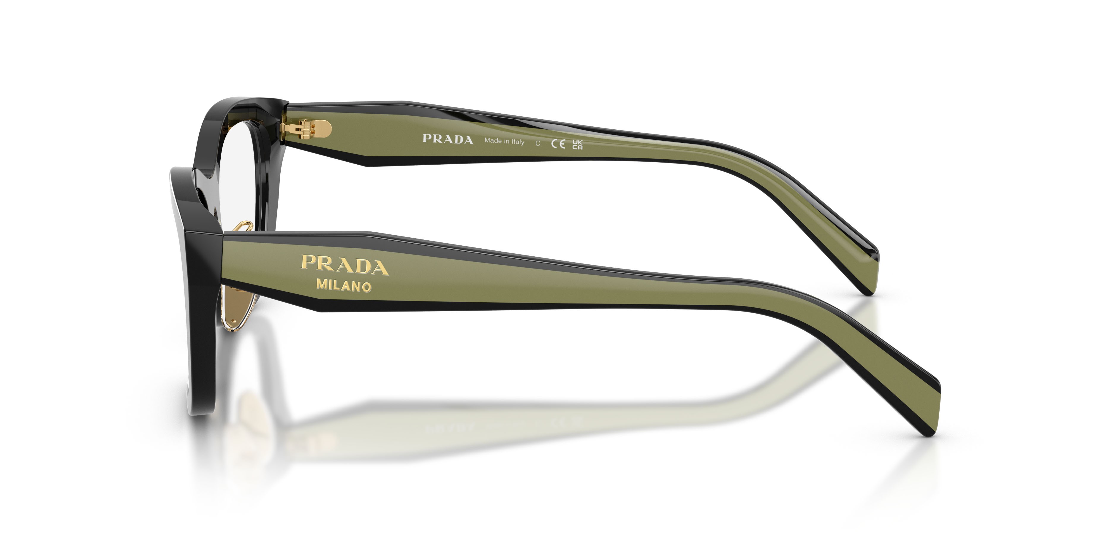 Eyeglasses Prada PR D11VD (03K1O1) color nero shape irregular lenses lente demo