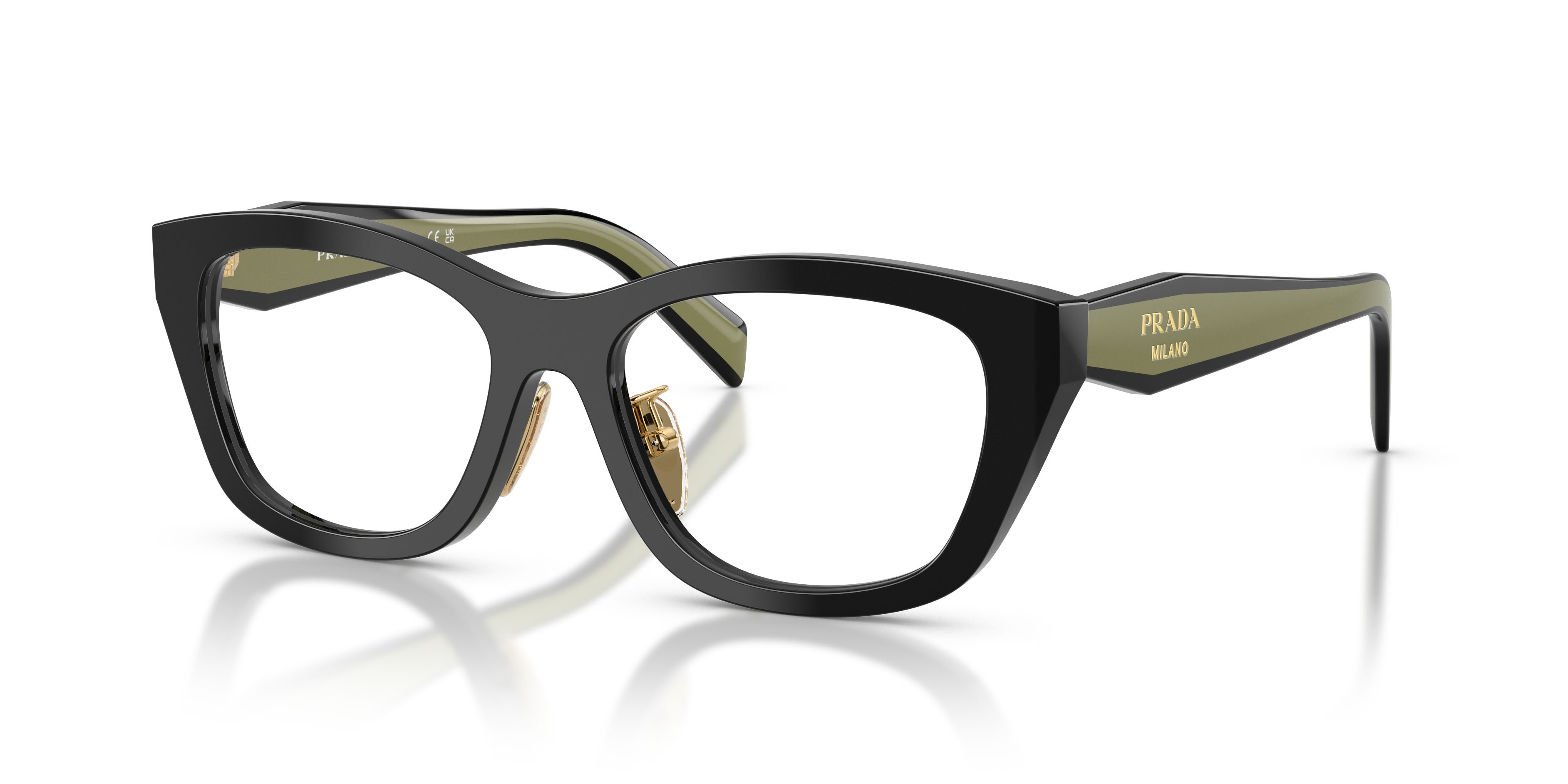 Eyeglasses Prada PR D11VD (03K1O1) color nero shape irregular lenses lente demo