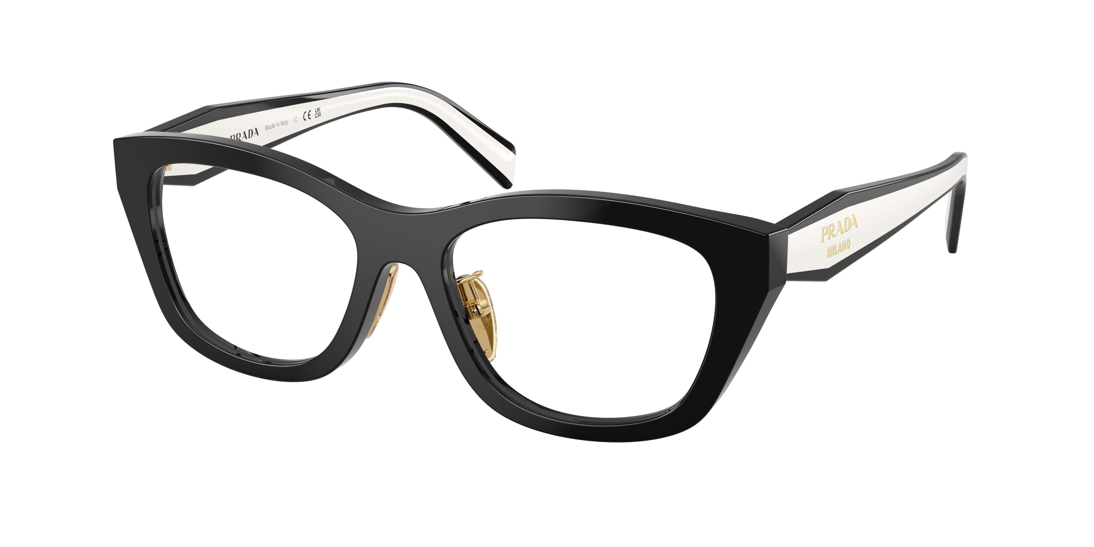 Eyeglasses Prada PR D11VD (20G1O1) color nero shape irregular lenses lente demo