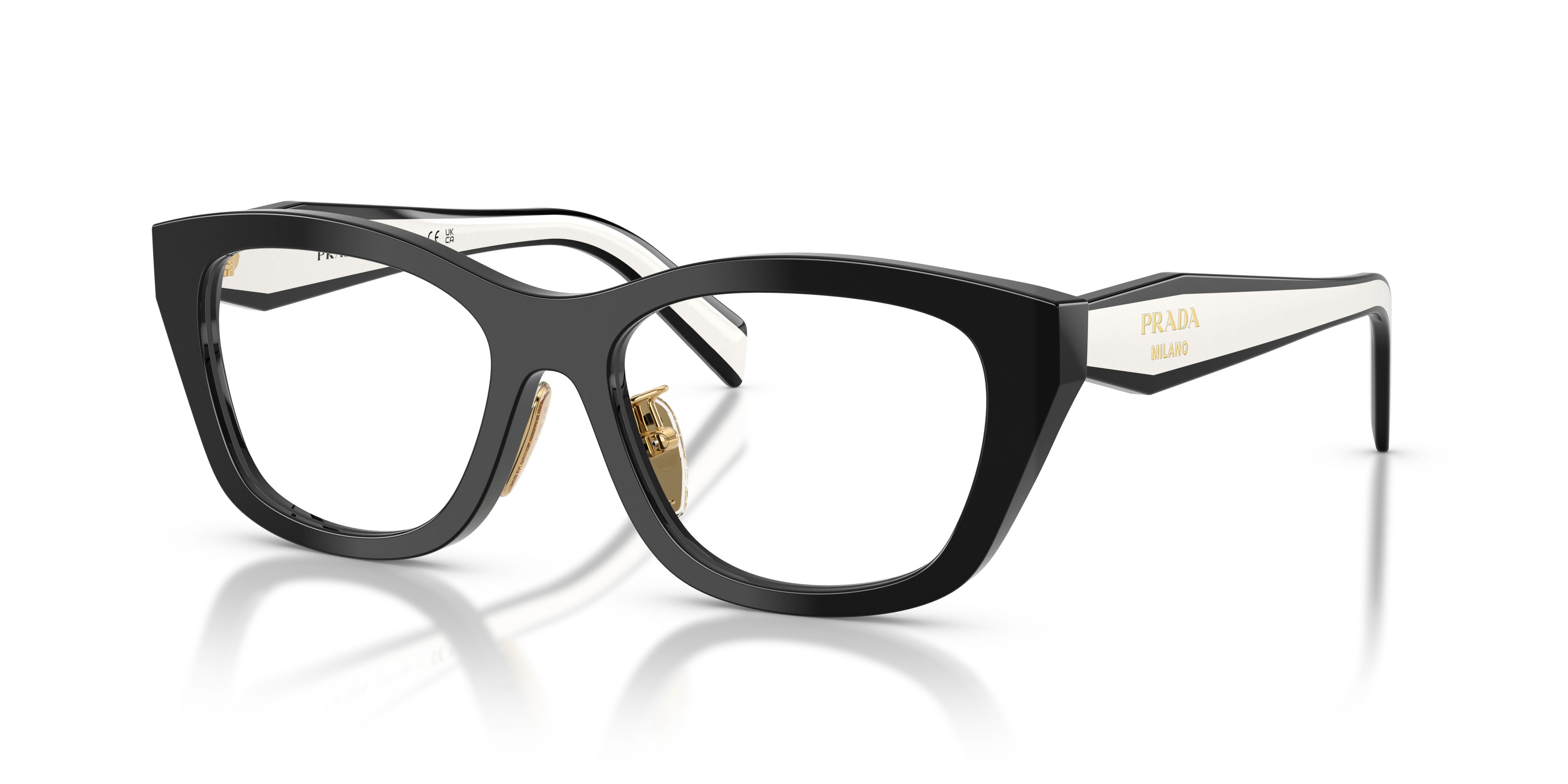 Eyeglasses Prada PR D11VD (20G1O1) color nero shape irregular lenses lente demo