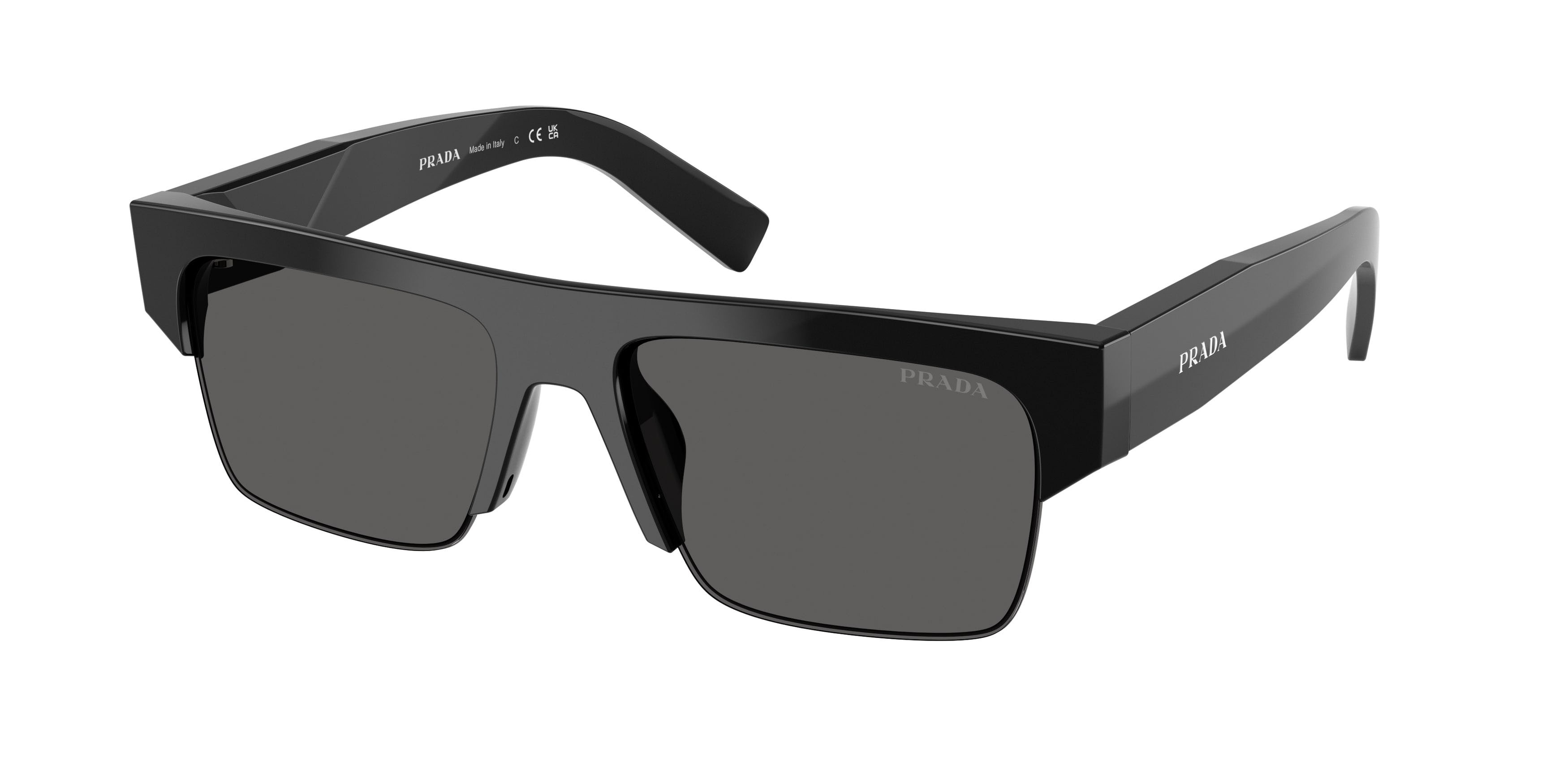 Occhiali da sole Prada PR D12SU (16K20Z) colore nero forma rettangolare lenti ardesia/antiriflesso