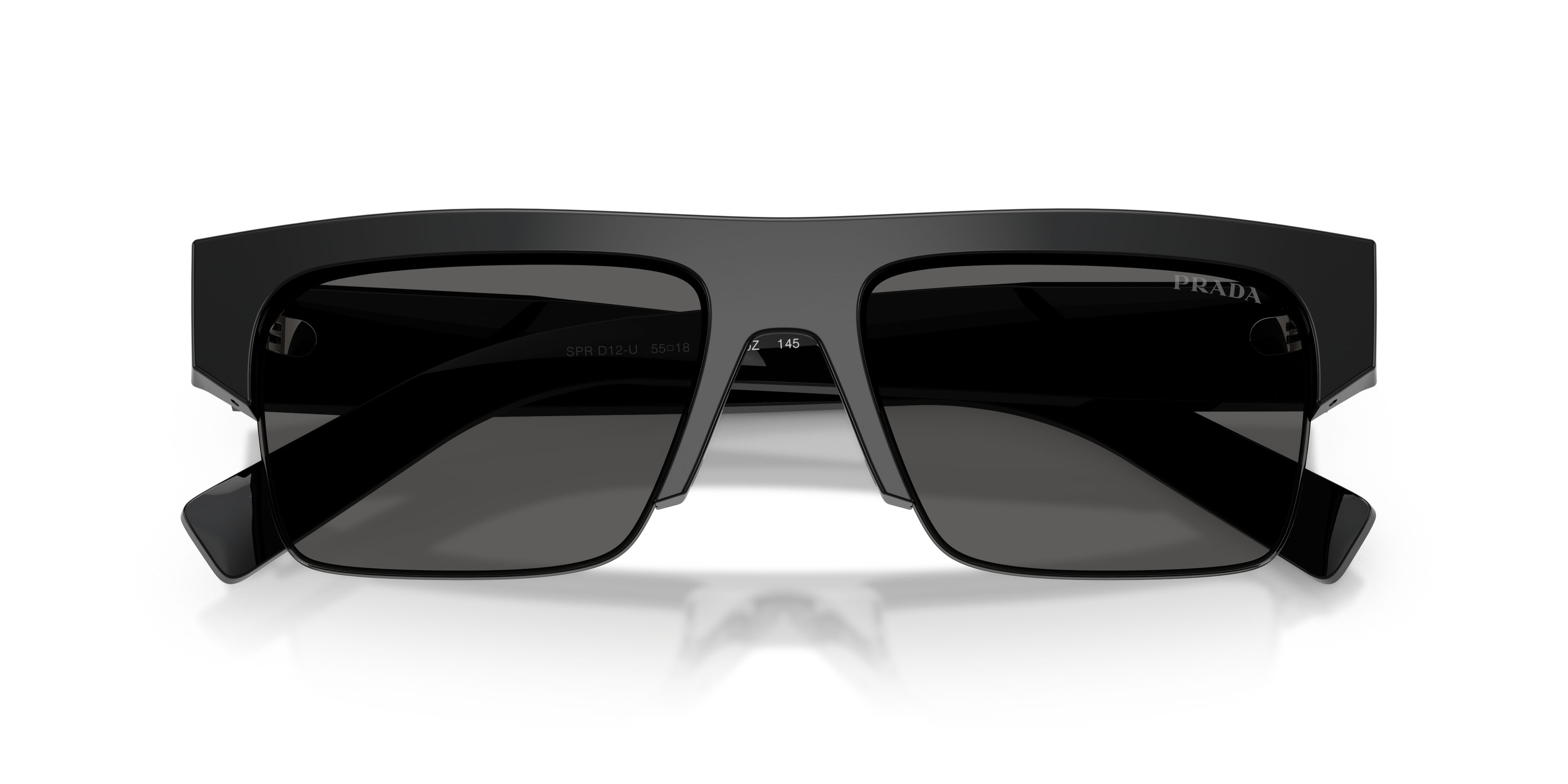 Occhiali da sole Prada PR D12SU (16K20Z) colore nero forma rettangolare lenti ardesia/antiriflesso