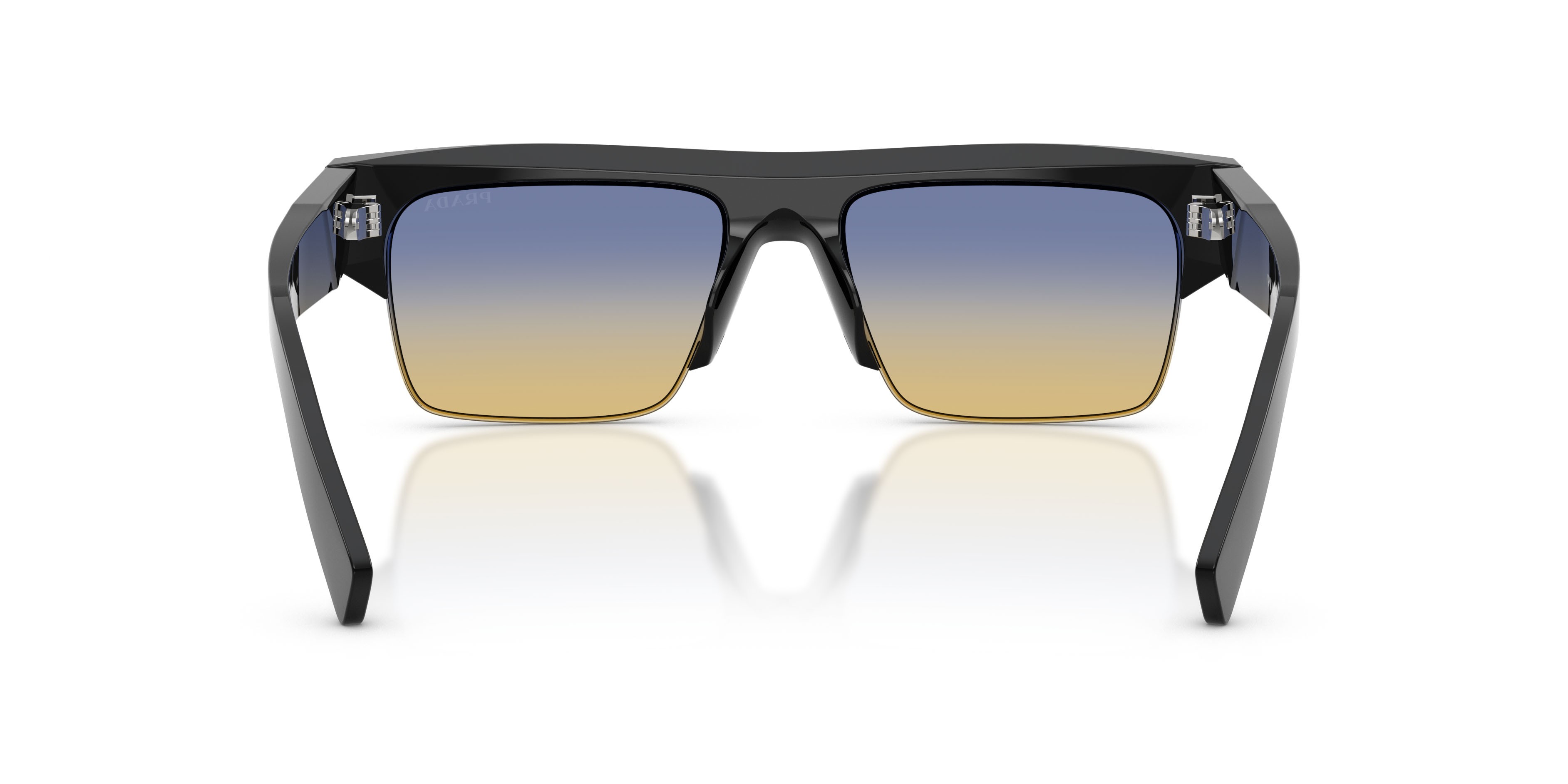 Occhiali da sole Prada PR D12SU (16K50E) colore nero forma rettangolare lenti yellow/dark blue