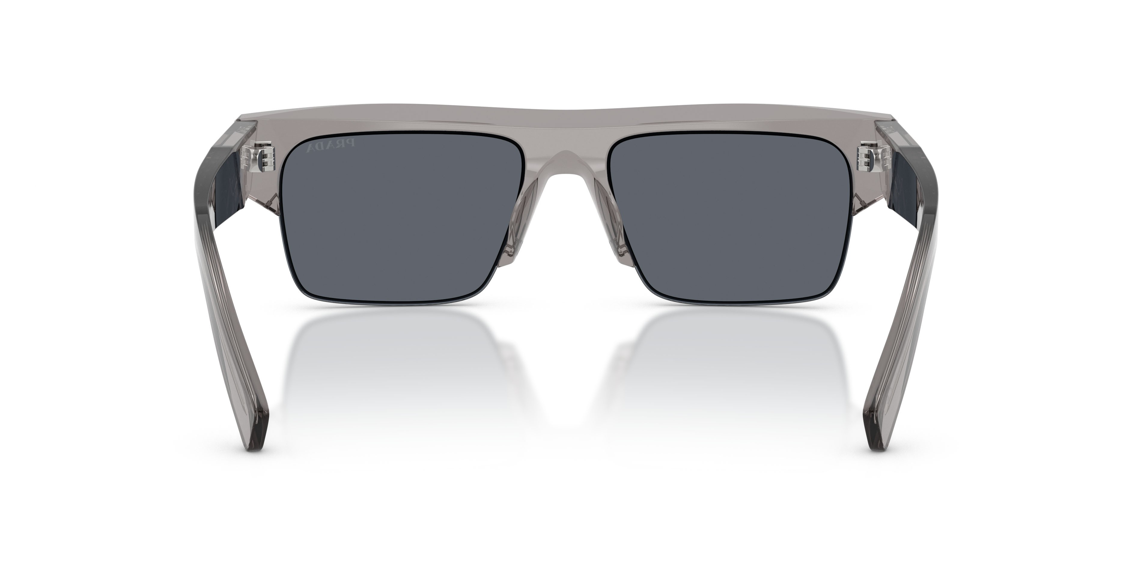 Occhiali da sole Prada PR D12SU (16Z30Z) colore transparent asphalt forma rettangolare lenti graffite/antiriflesso