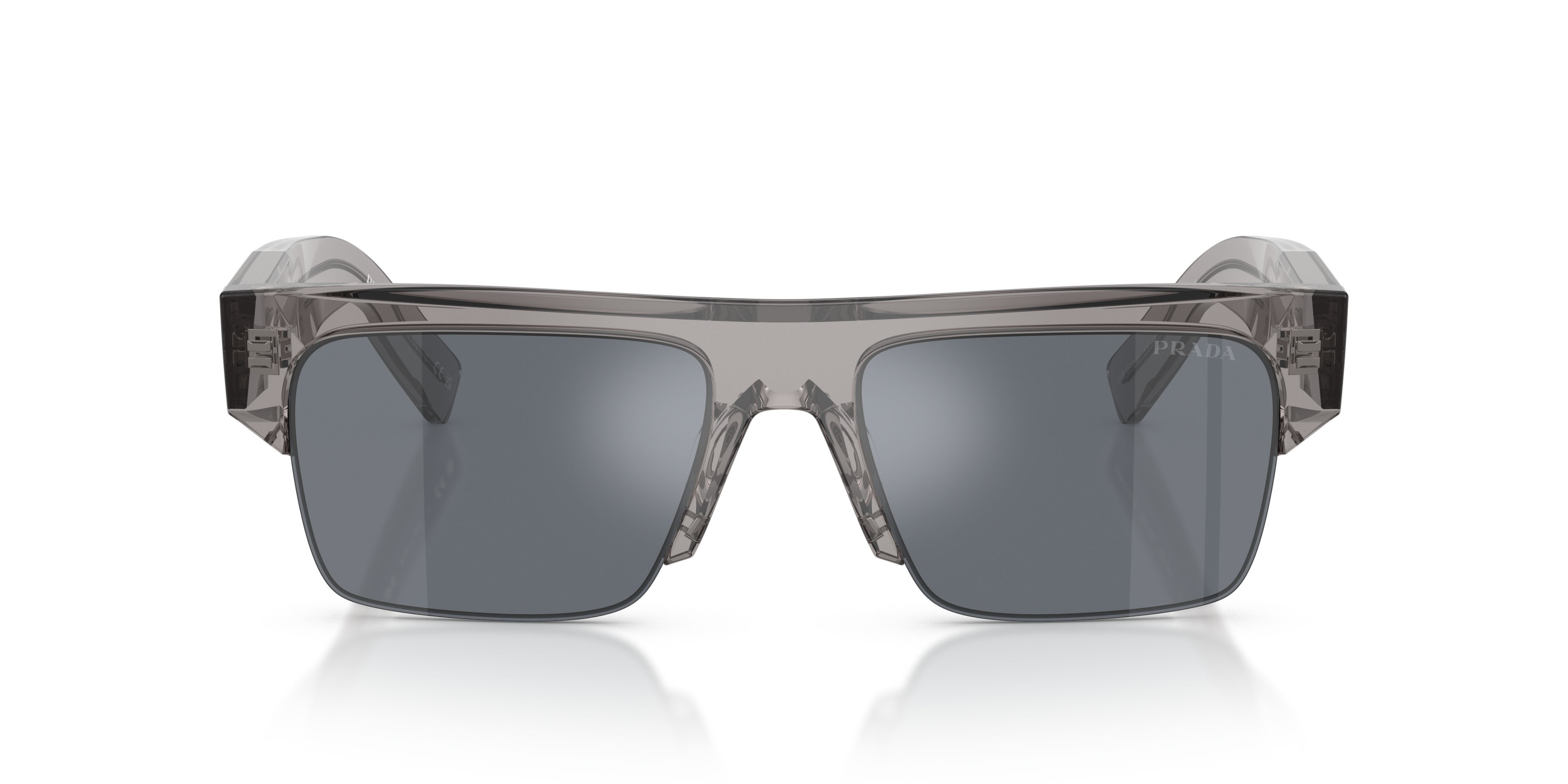 Occhiali da sole Prada PR D12SU (16Z30Z) colore transparent asphalt forma rettangolare lenti graffite/antiriflesso
