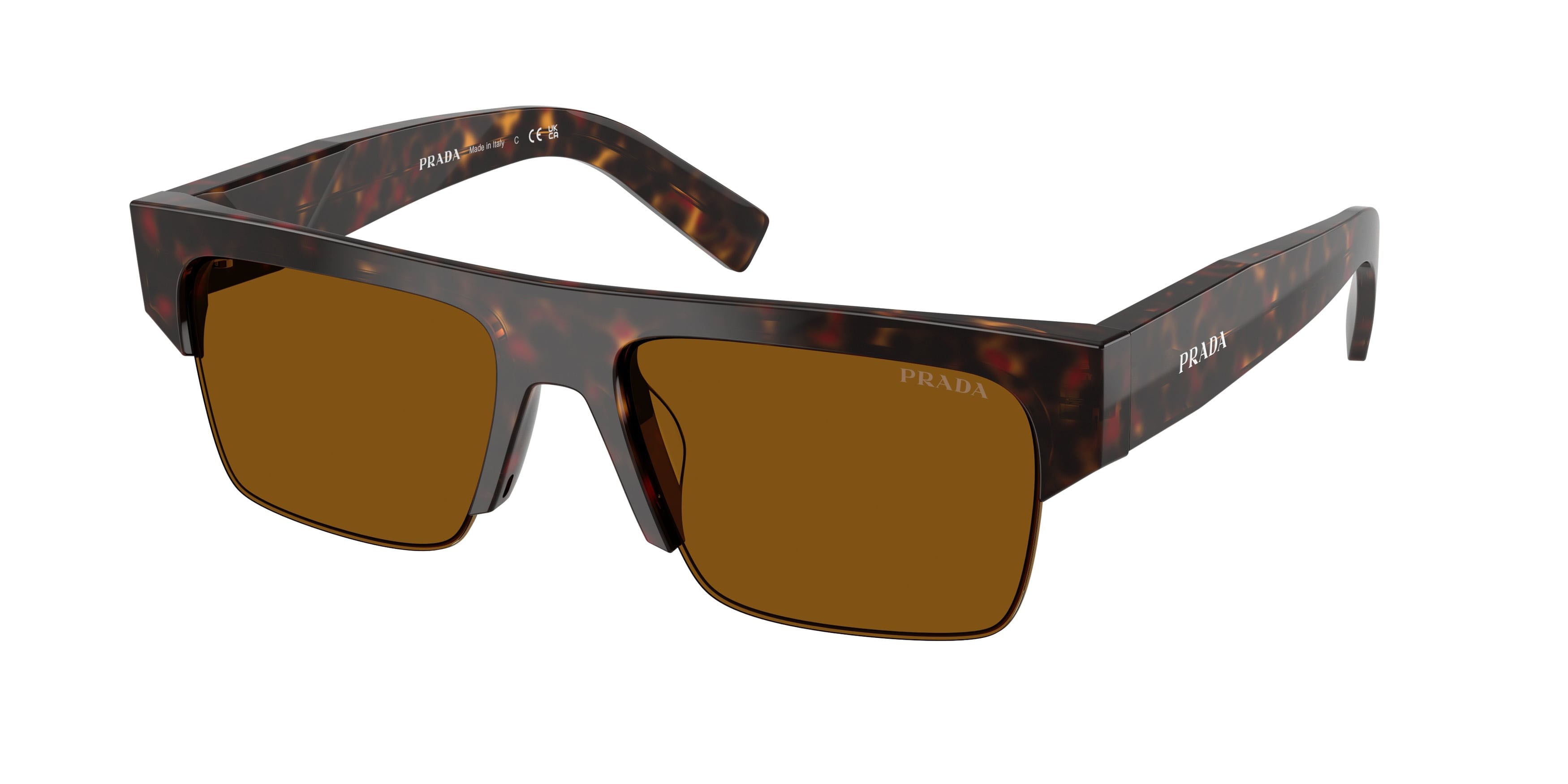 Occhiali da sole Prada PR D12SU (17N20V) colore root tartarugato forma rettangolare lenti bronzo scuro