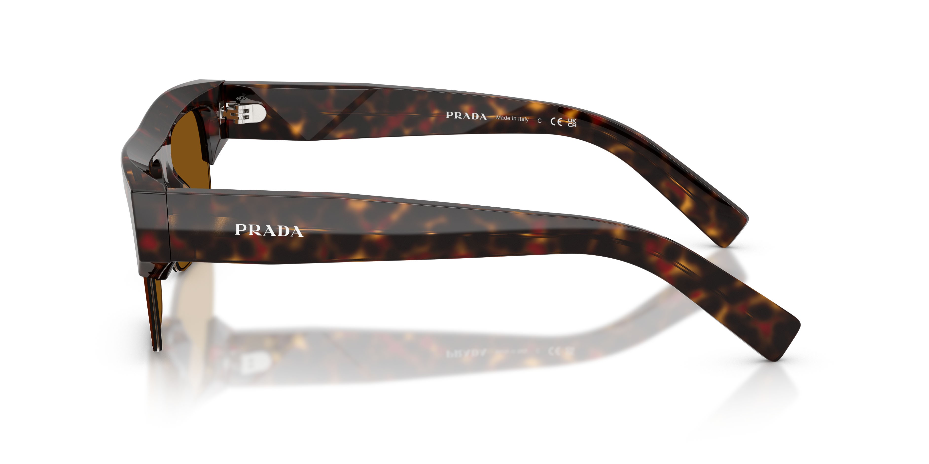 Occhiali da sole Prada PR D12SU (17N20V) colore root tartarugato forma rettangolare lenti bronzo scuro