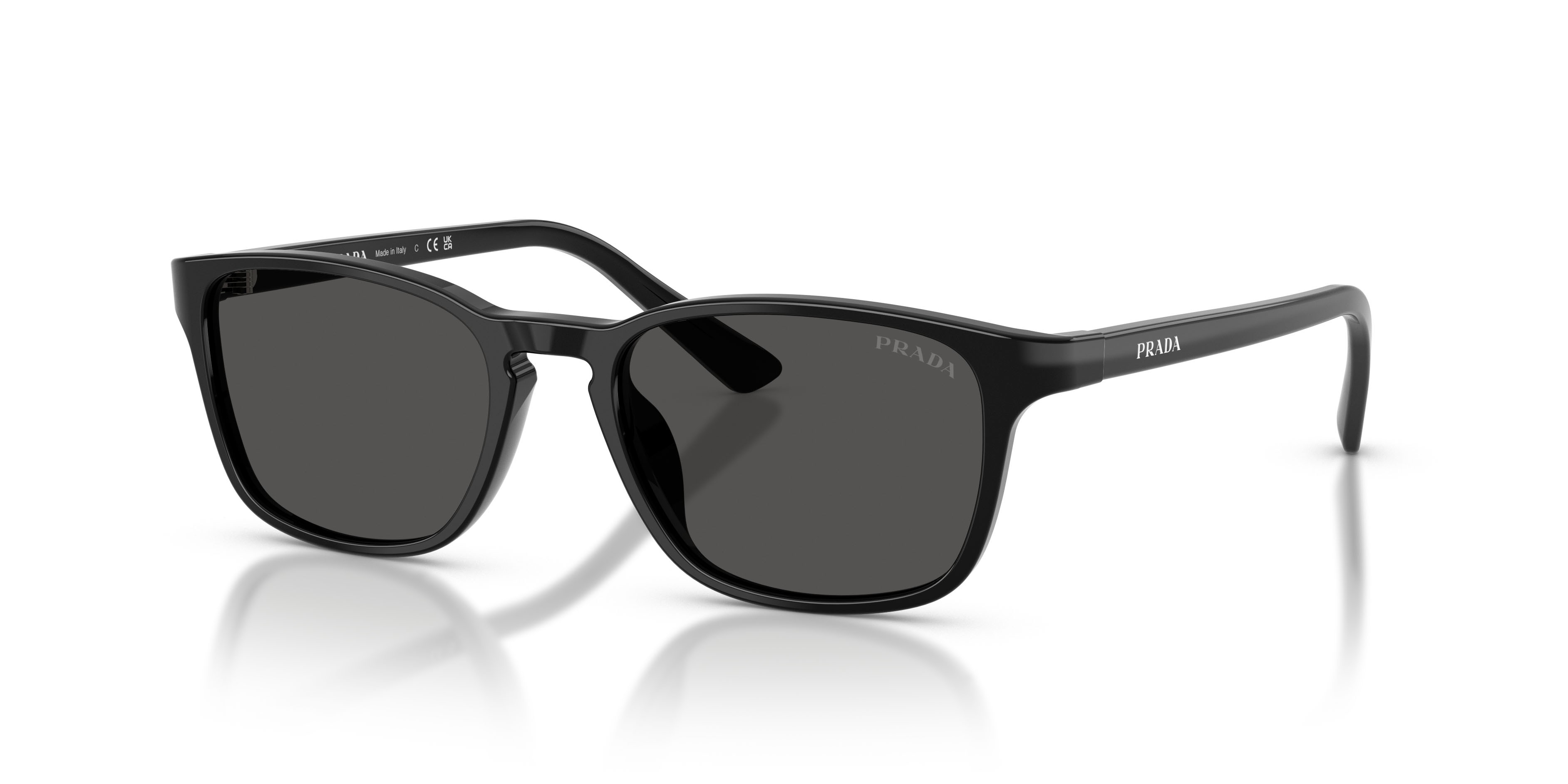Occhiali da sole Prada PR D13SU (16K08Z) colore nero forma quadrato lenti grigio scuro
