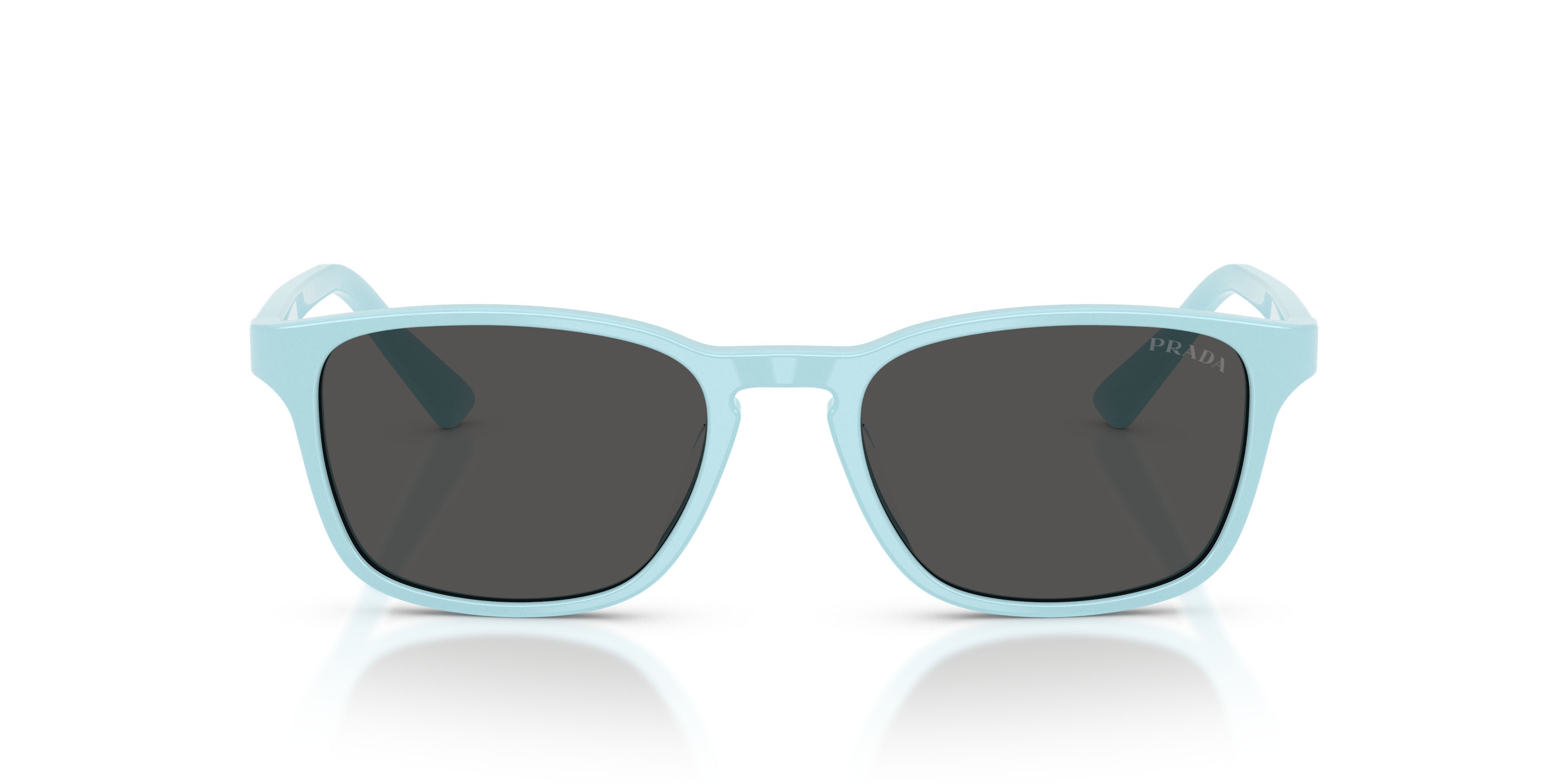 Sunglasses Prada PR D13SU (25I08Z) color blu cielo shape square lenses grigio scuro