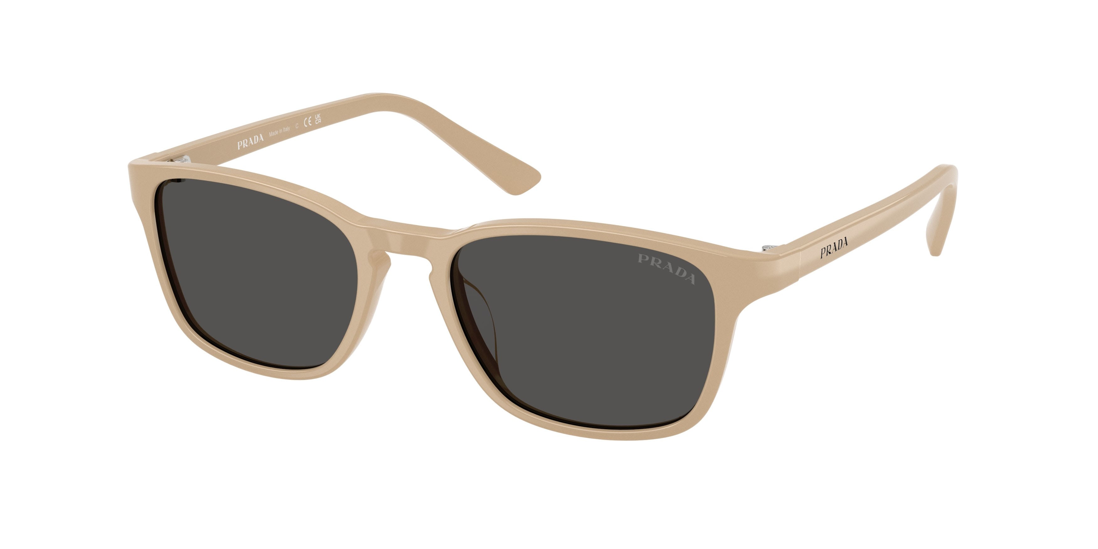 Sunglasses Prada PR D13SU (26I08Z) color beige scuro shape square lenses grigio scuro