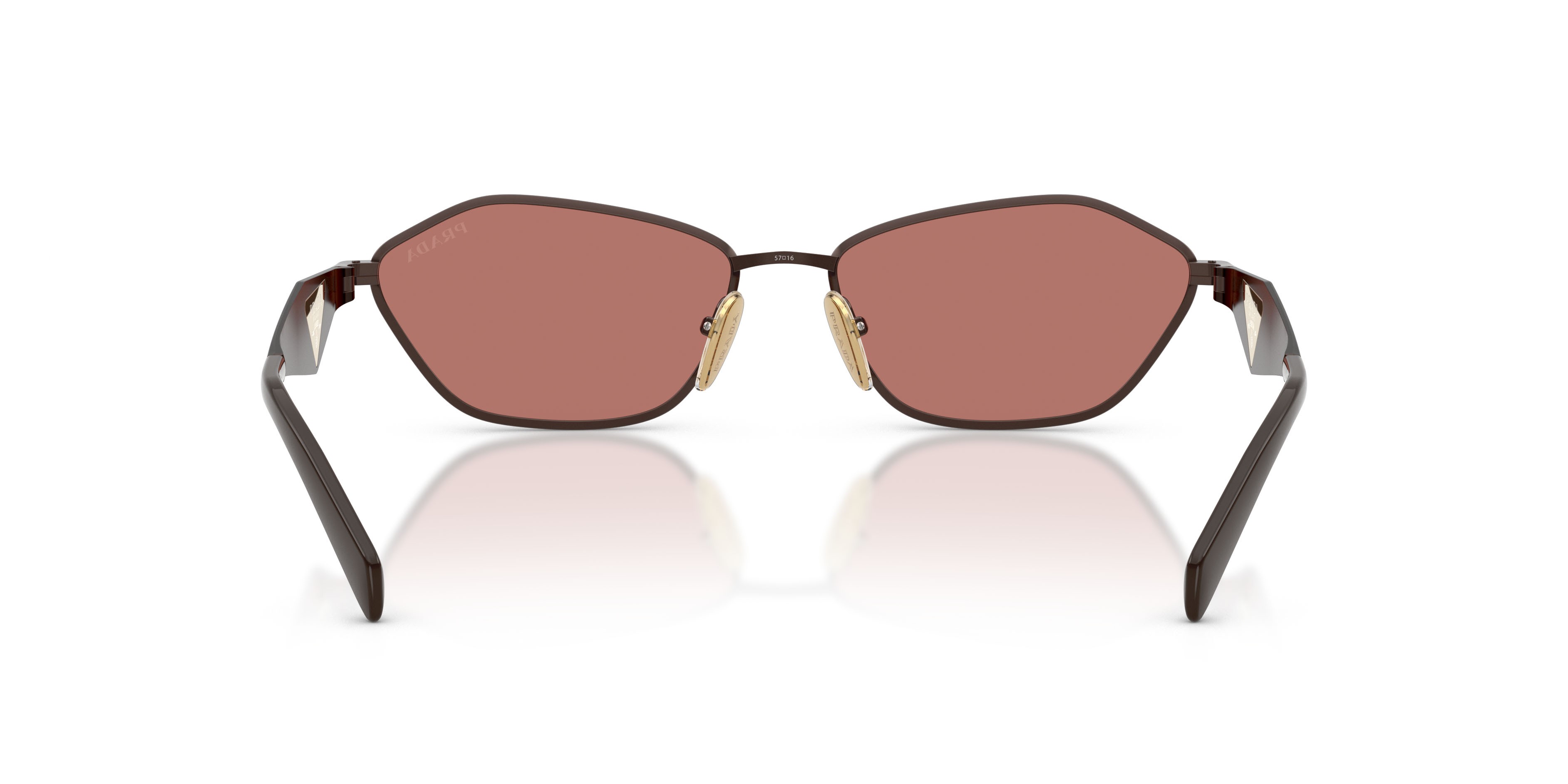 Sunglasses Prada PR D50S (22J80W) color sigaro satinato shape irregular lenses bordeaux