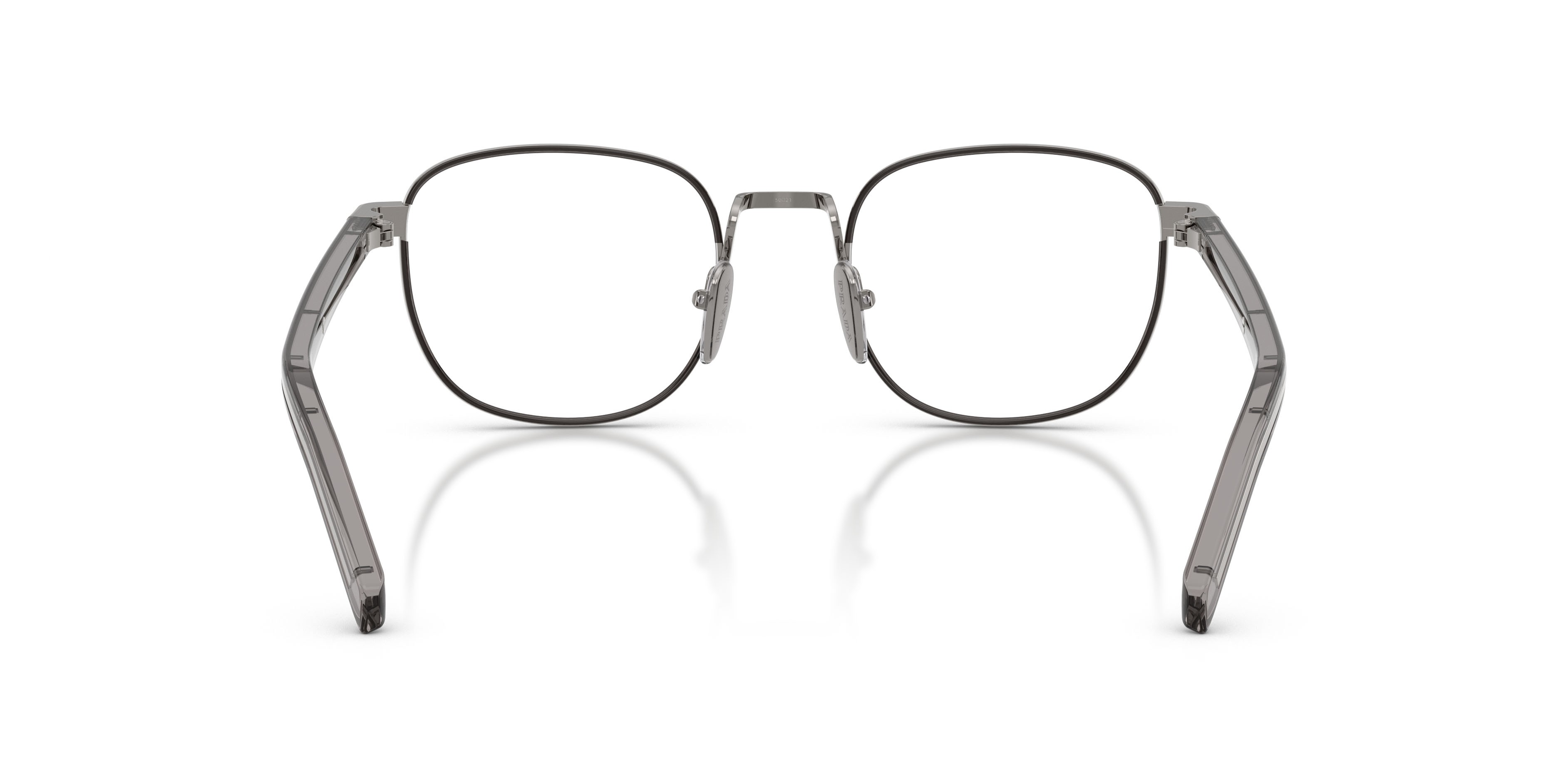Eyeglasses Prada PR D50V (5AV1O1) color gunmetal/trasparente shape pantos lenses lente demo