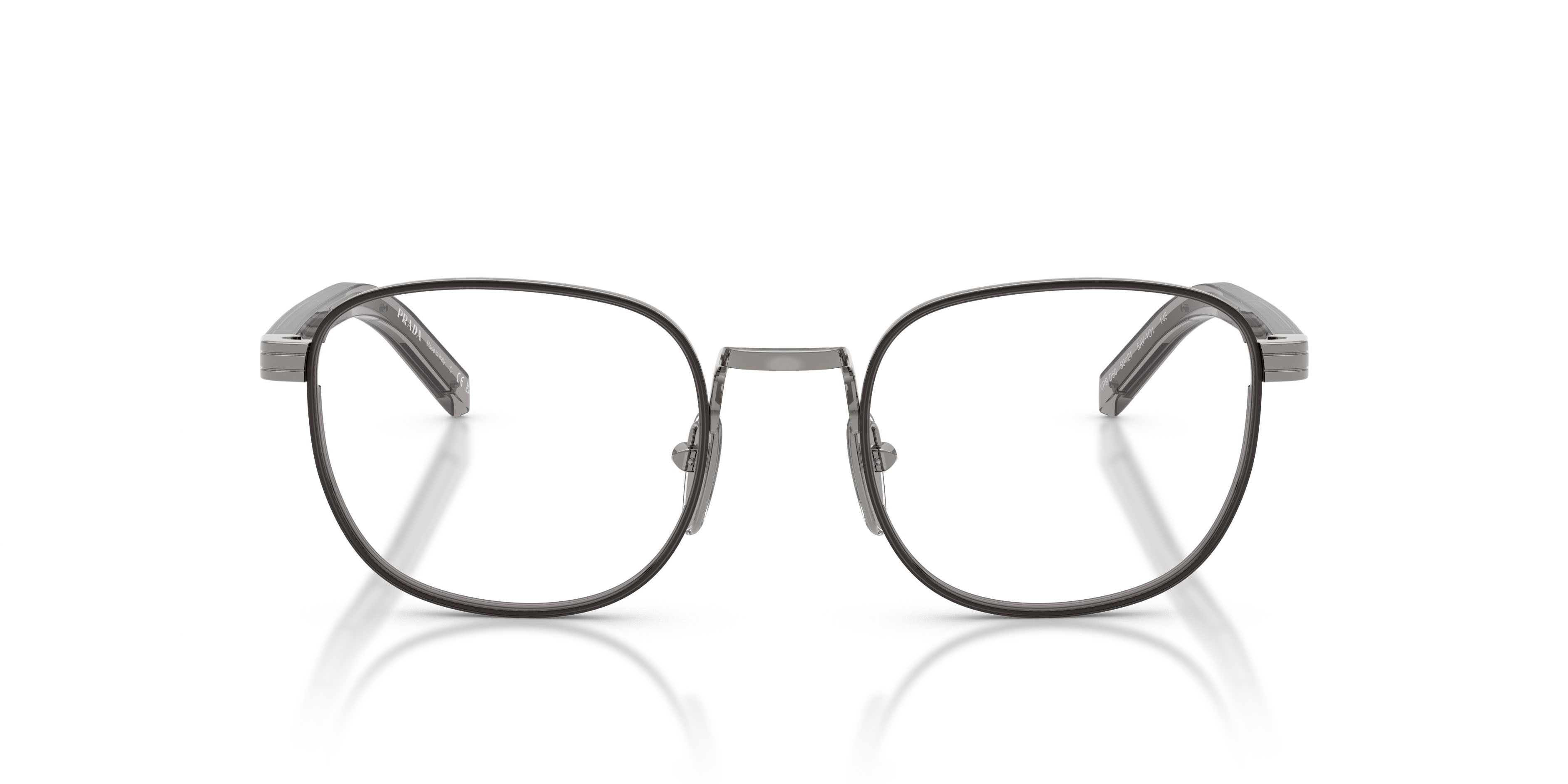 Eyeglasses Prada PR D50V (5AV1O1) color gunmetal/trasparente shape pantos lenses lente demo