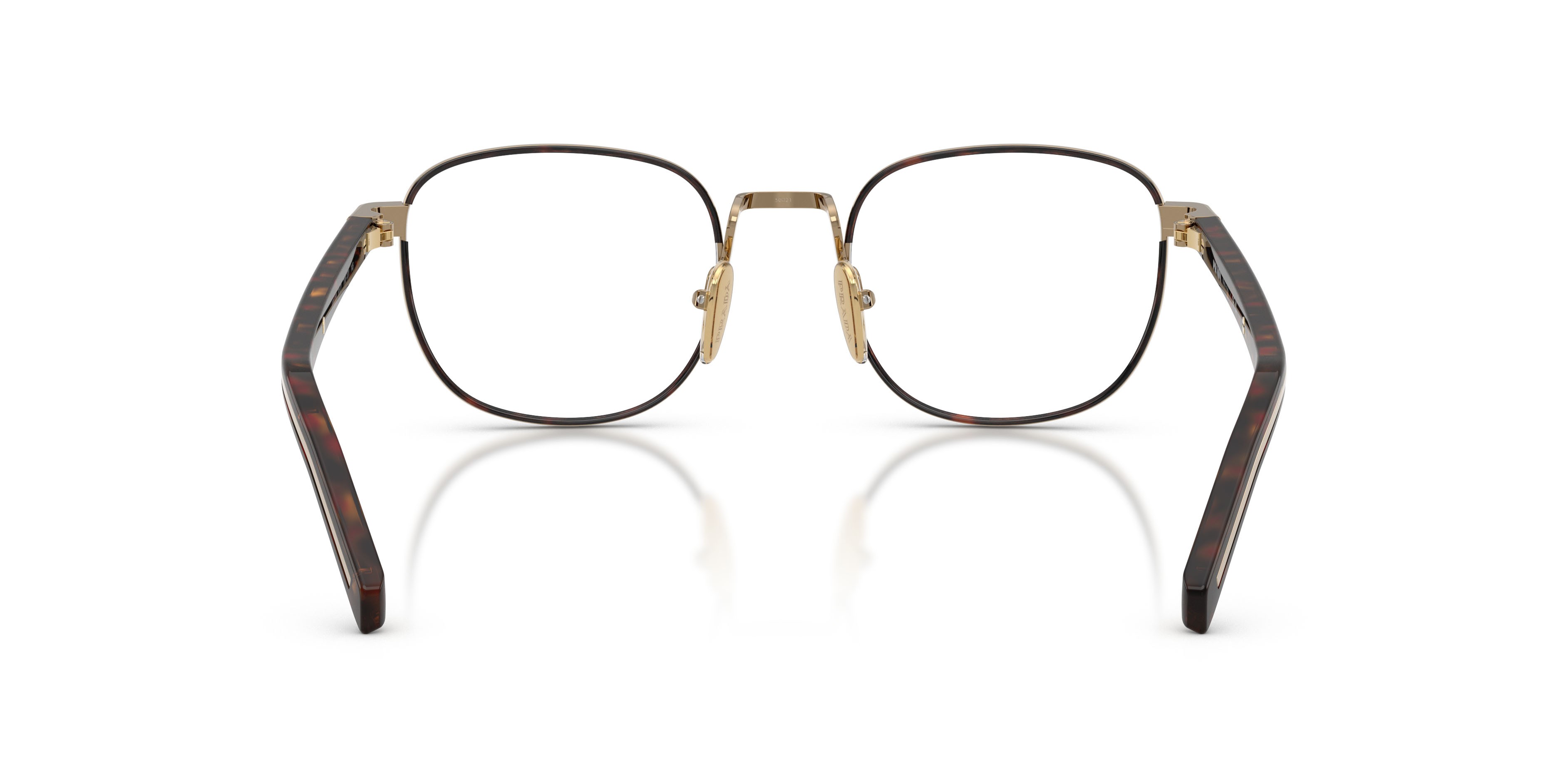 Eyeglasses Prada PR D50V (7OE1O1) color oro/havana shape pantos lenses lente demo