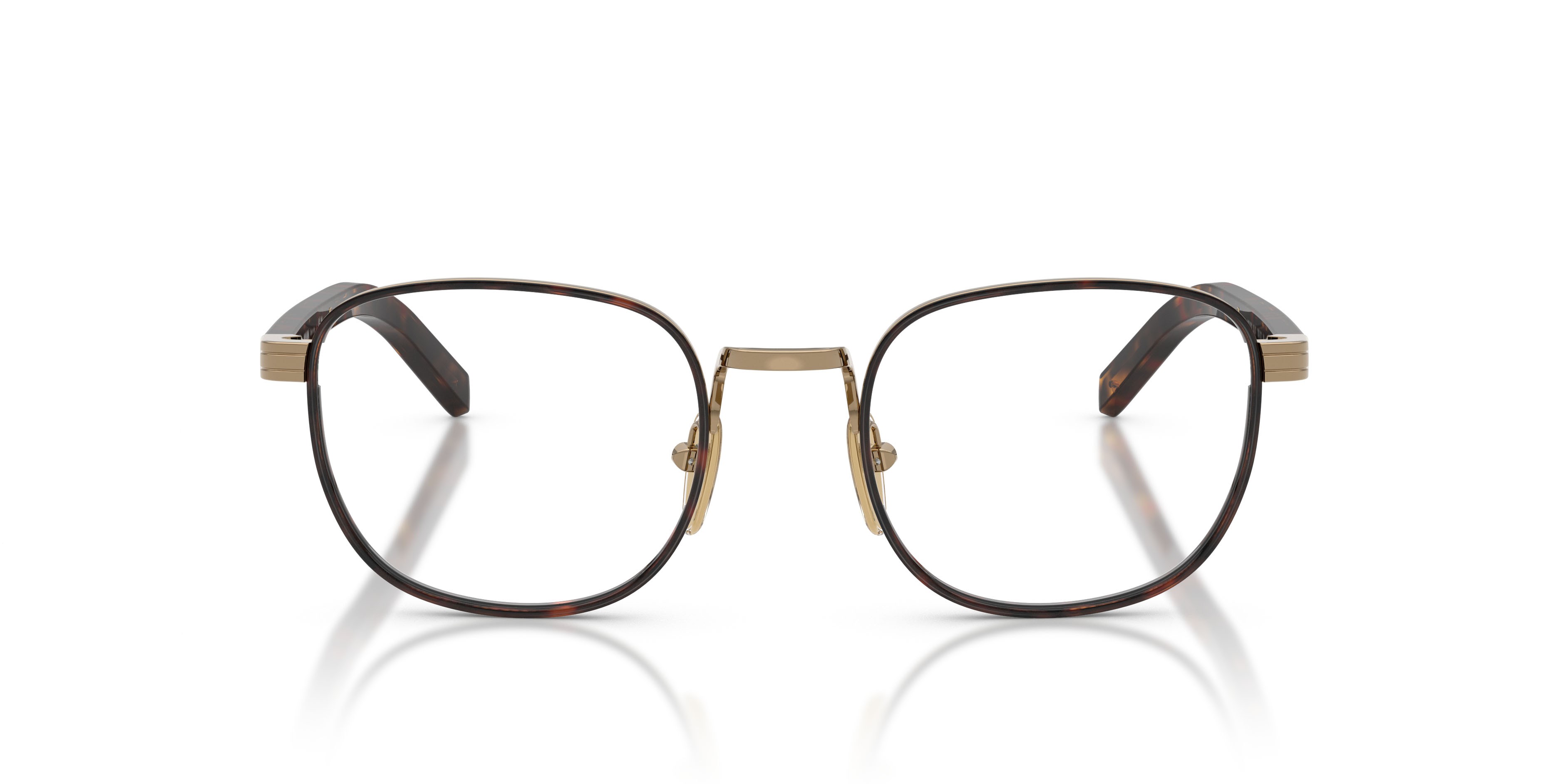 Eyeglasses Prada PR D50V (7OE1O1) color oro/havana shape pantos lenses lente demo