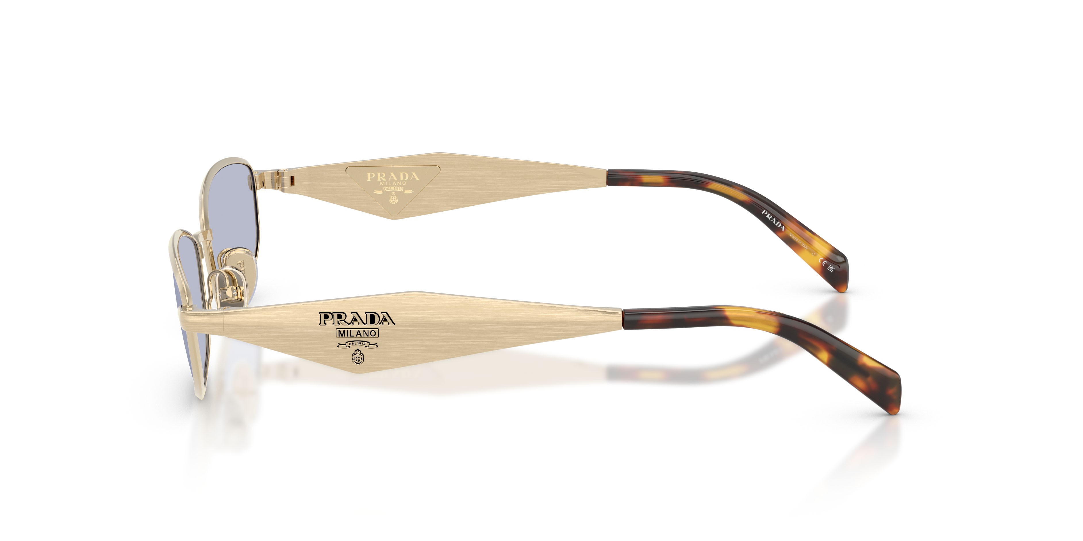 Sunglasses Prada PR D51S (ZVN30X) color oro pallido shape oval lenses ultravioletto