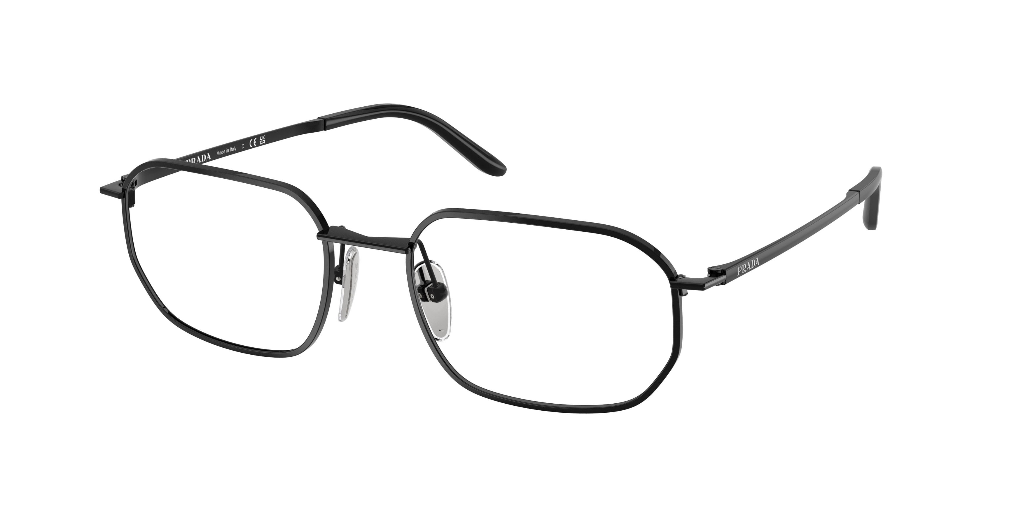 Eyeglasses Prada PR D51V (1AB1O1) color nero shape irregular lenses lente demo