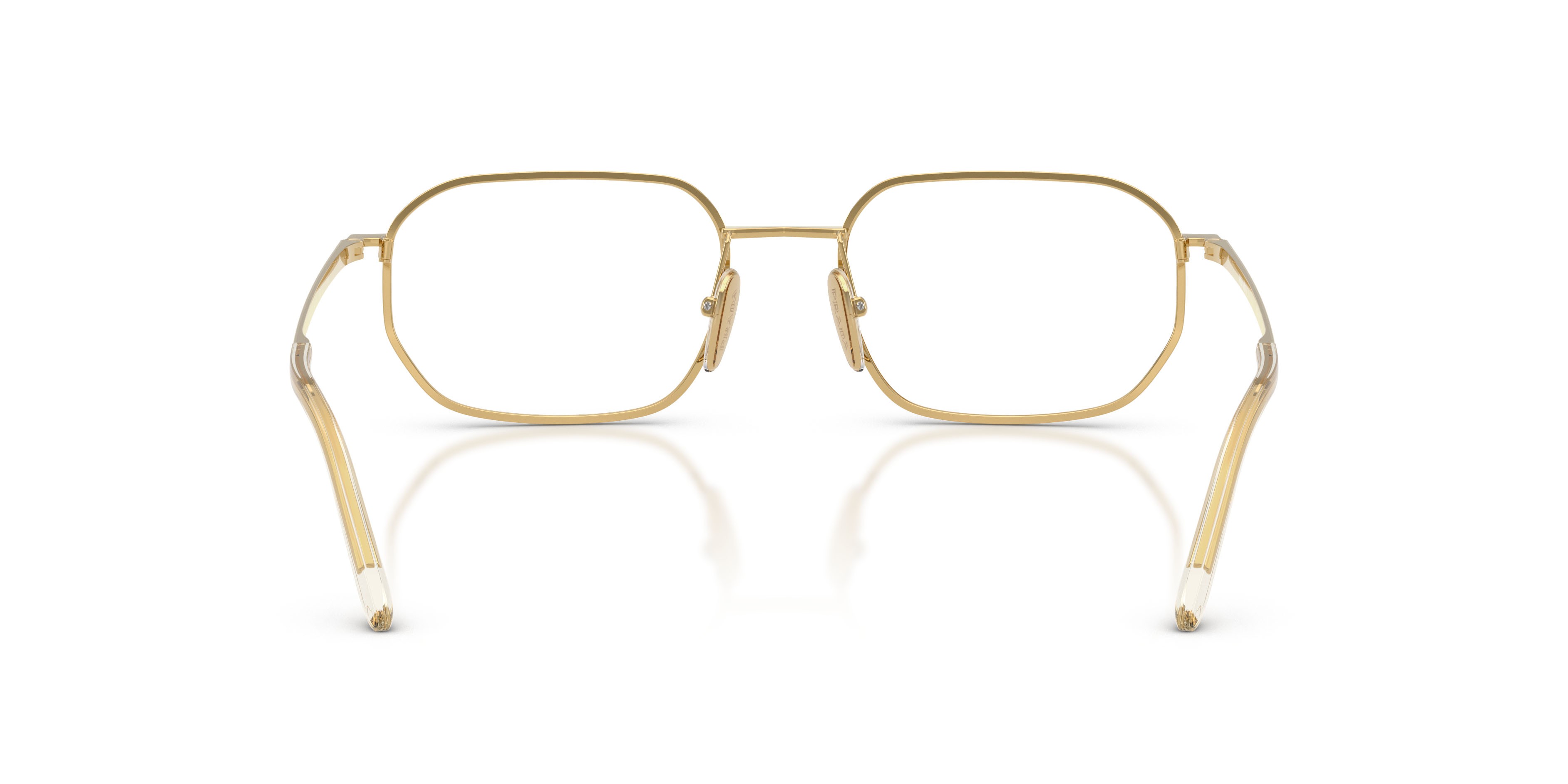 Eyeglasses Prada PR D51V (5AK1O1) color oro shape irregular lenses lente demo