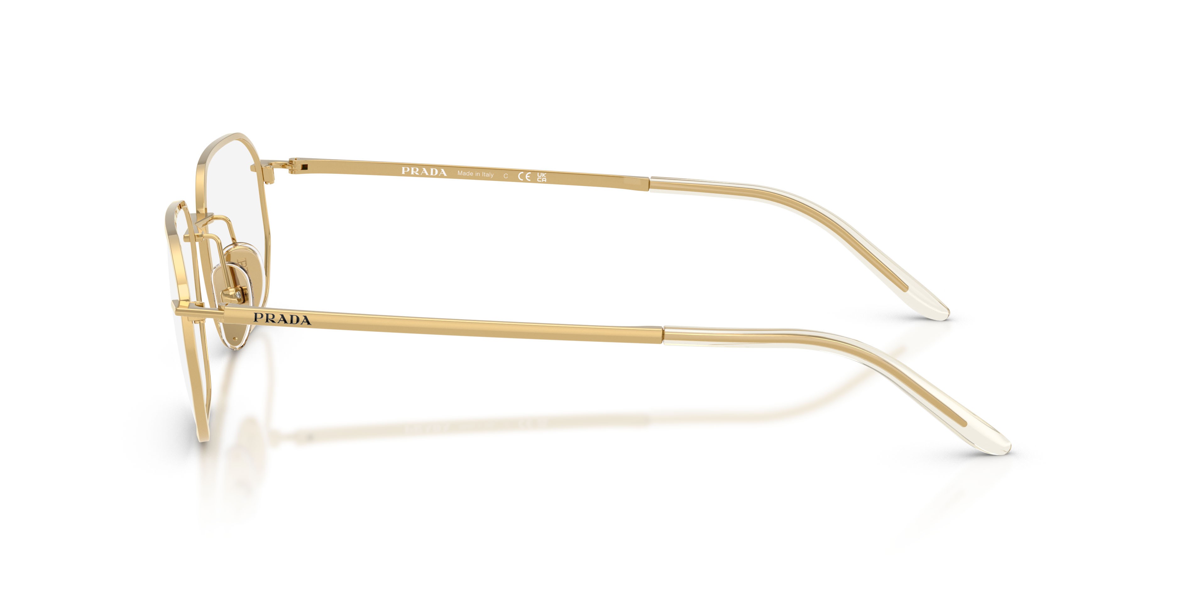 Eyeglasses Prada PR D51V (5AK1O1) color oro shape irregular lenses lente demo