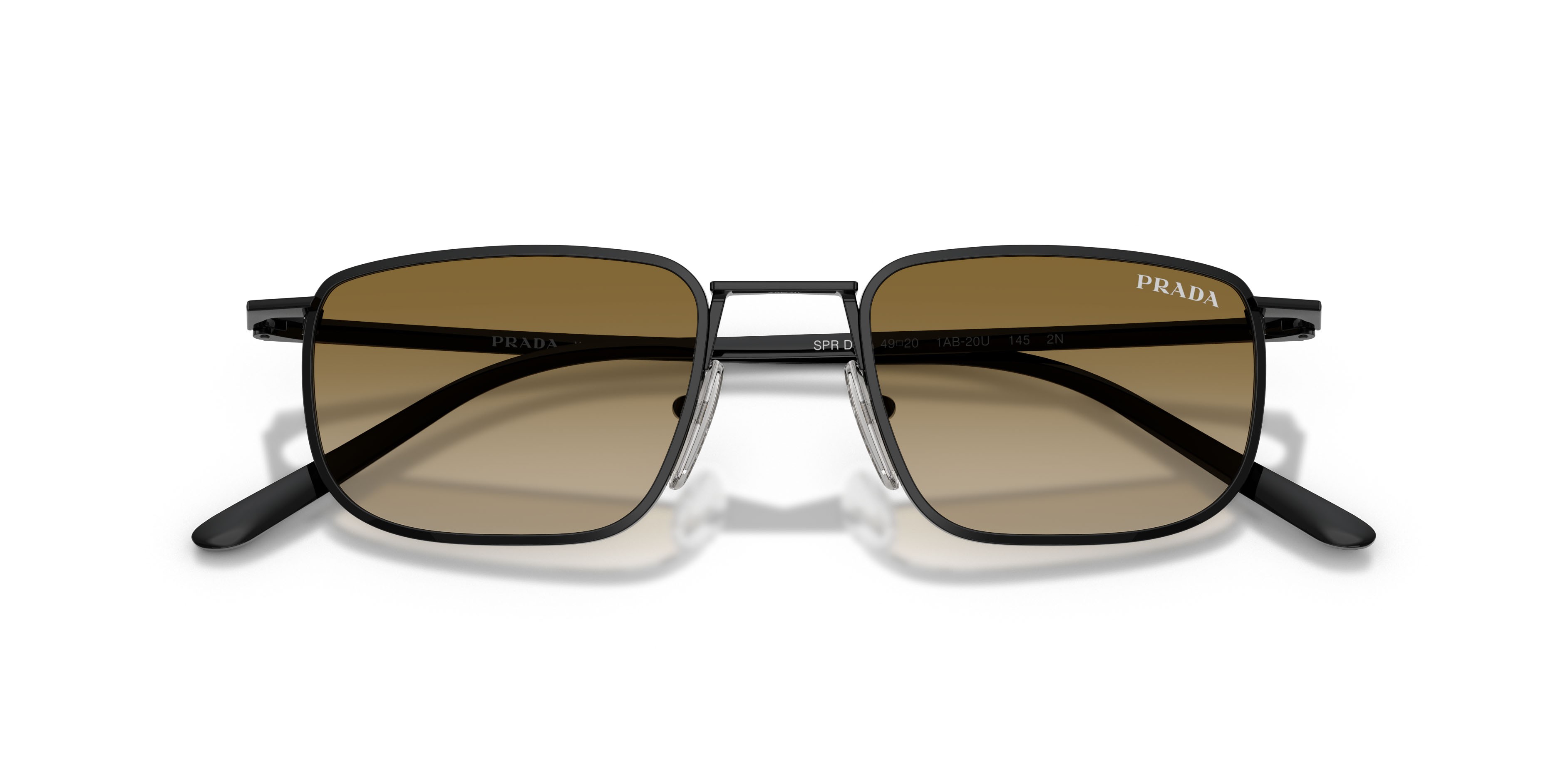 Occhiali da sole Prada PR D52S (1AB20U) colore nero forma quadrato lenti marrone sfumato
