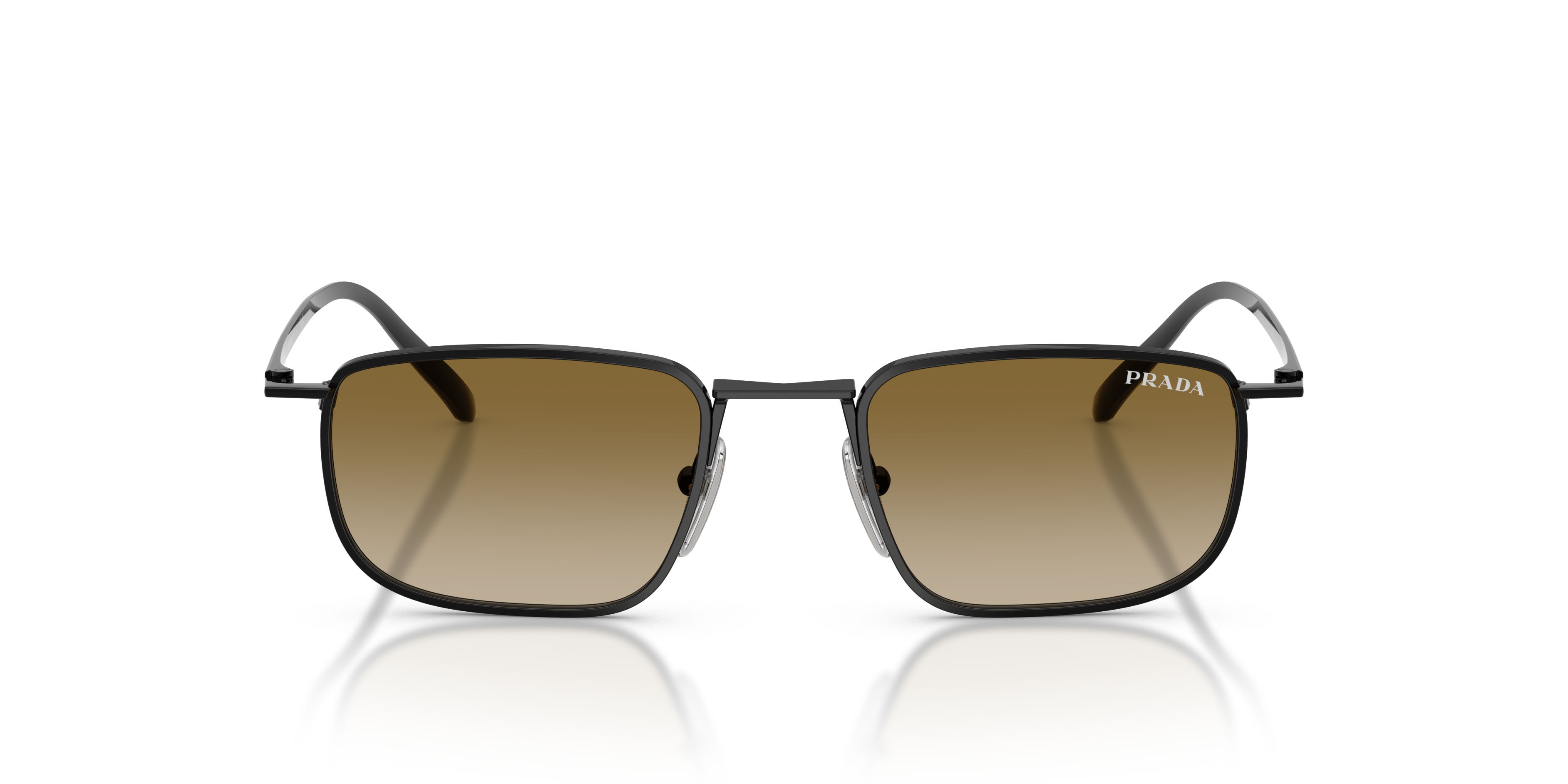 Occhiali da sole Prada PR D52S (1AB20U) colore nero forma quadrato lenti marrone sfumato