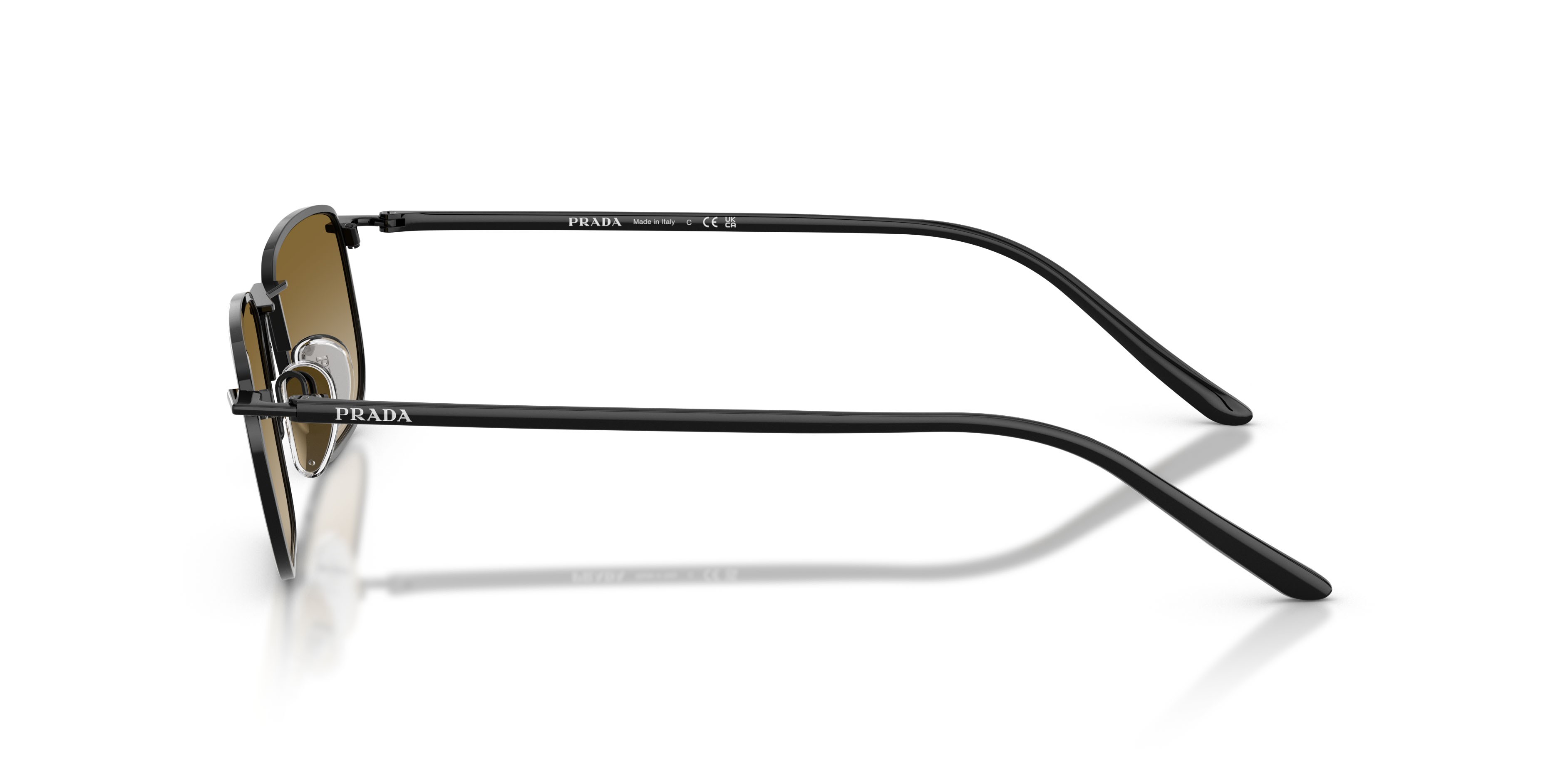 Occhiali da sole Prada PR D52S (1AB20U) colore nero forma quadrato lenti marrone sfumato