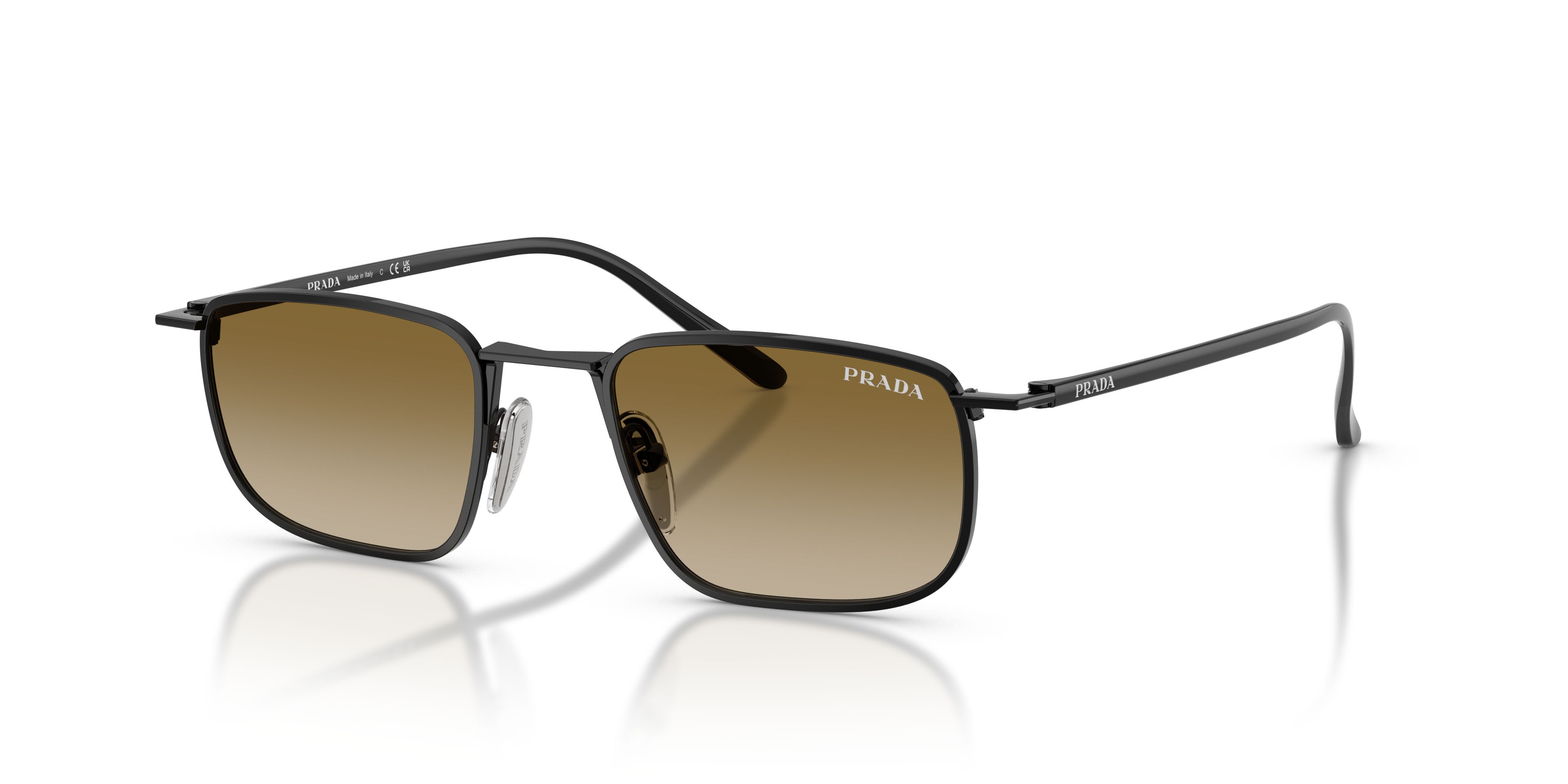 Occhiali da sole Prada PR D52S (1AB20U) colore nero forma quadrato lenti marrone sfumato