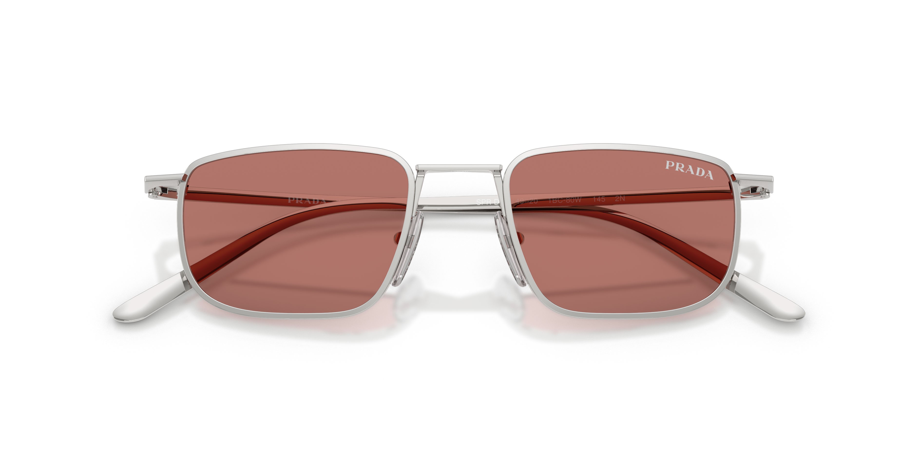 Occhiali da sole Prada PR D52S (1BC80W) colore argento forma quadrato lenti bordeaux