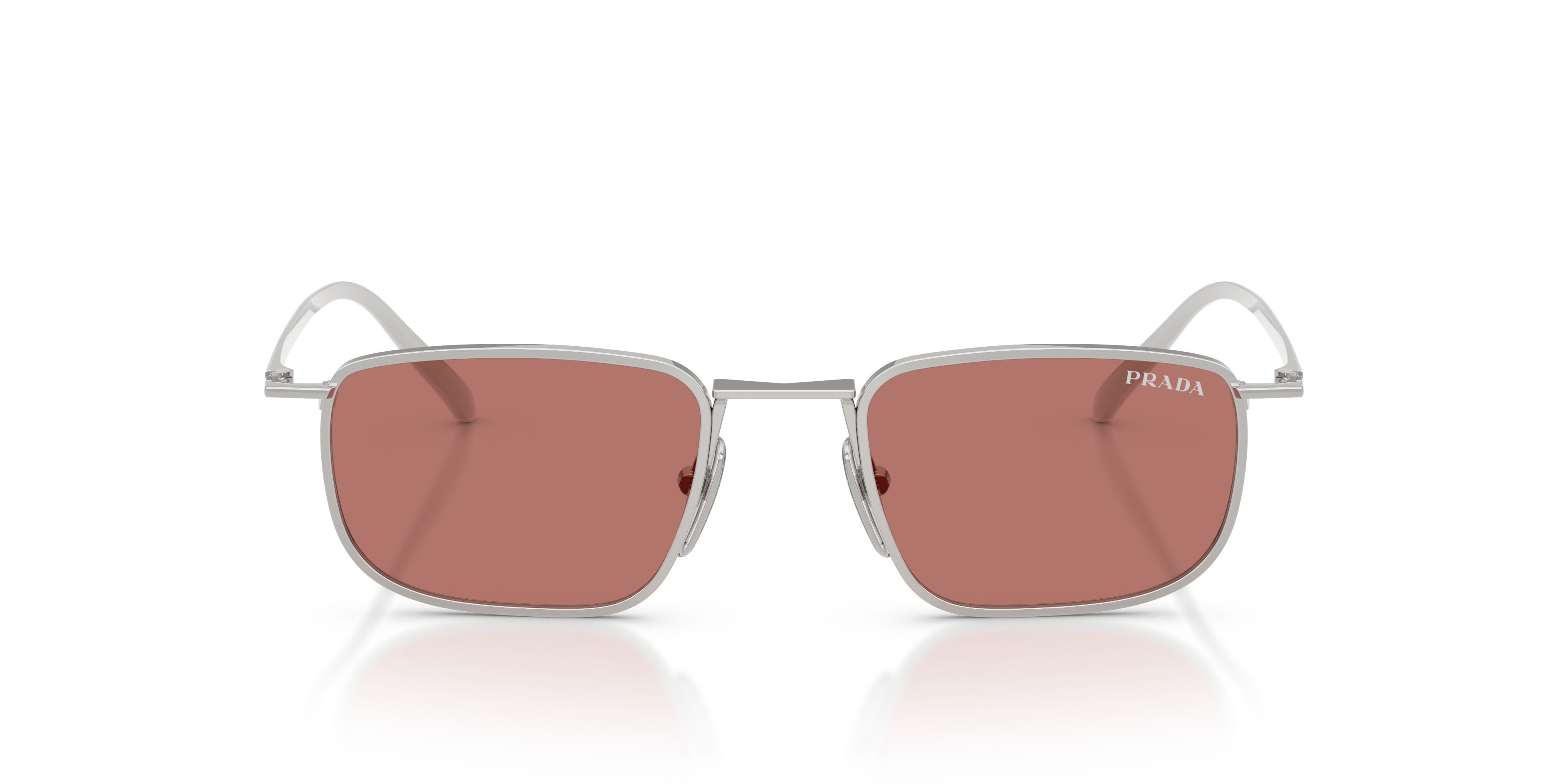 Occhiali da sole Prada PR D52S (1BC80W) colore argento forma quadrato lenti bordeaux