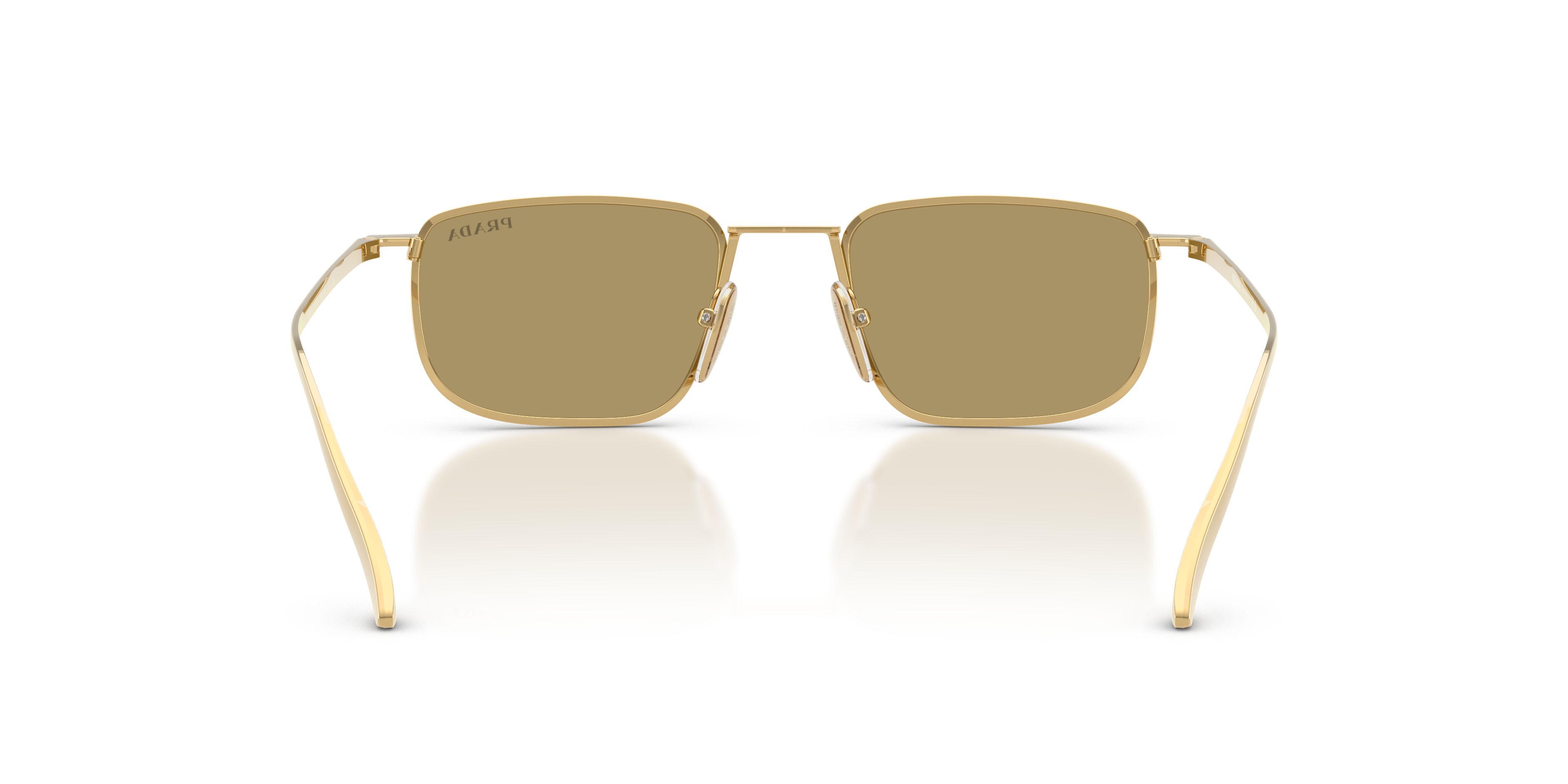 Occhiali da sole Prada PR D52S (5AK70G) colore oro forma quadrato lenti verde oliva