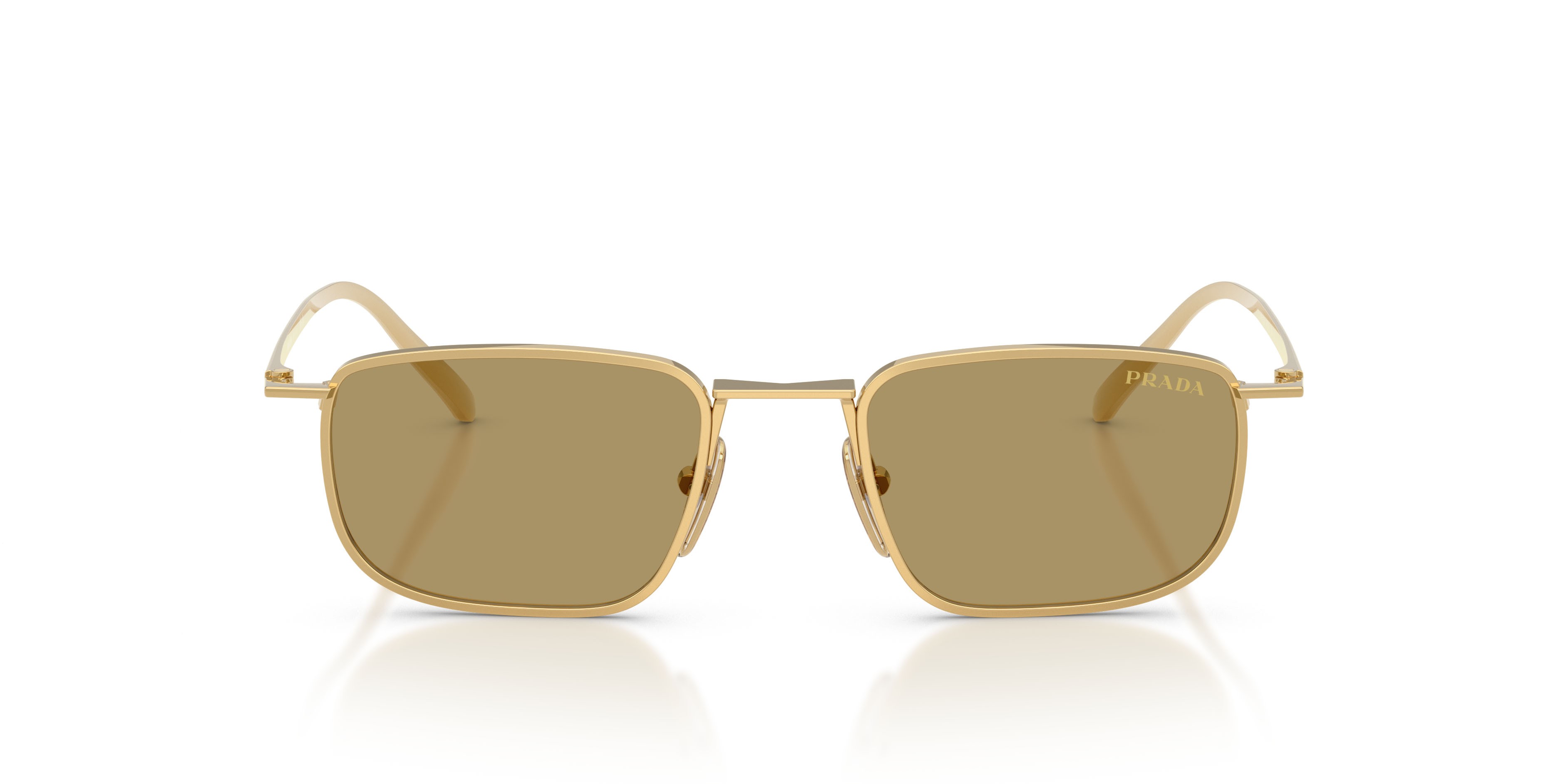 Occhiali da sole Prada PR D52S (5AK70G) colore oro forma quadrato lenti verde oliva